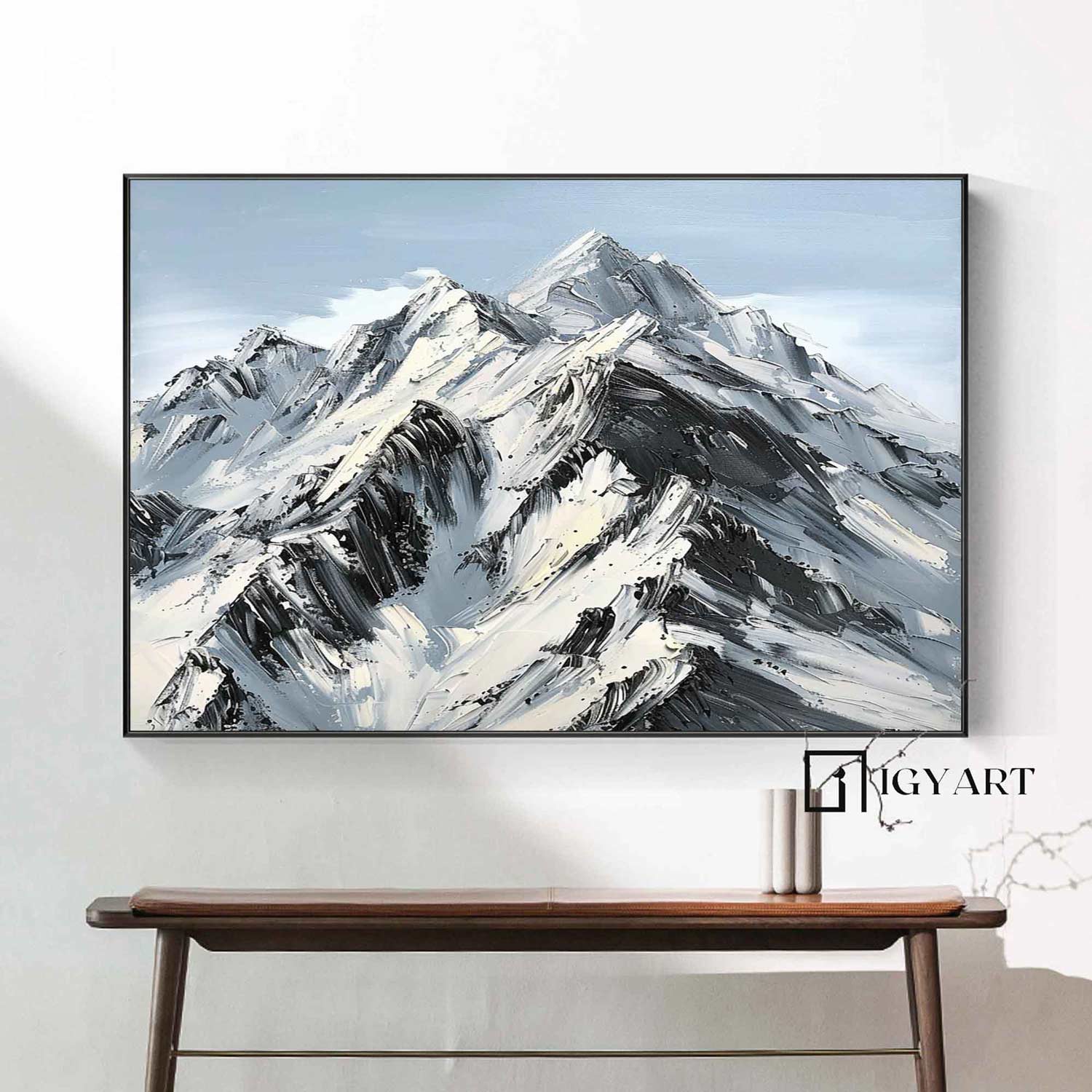 Large Mountain Landscape Oil Painting for Living Room Abstract Snow Mountain Oil Painting