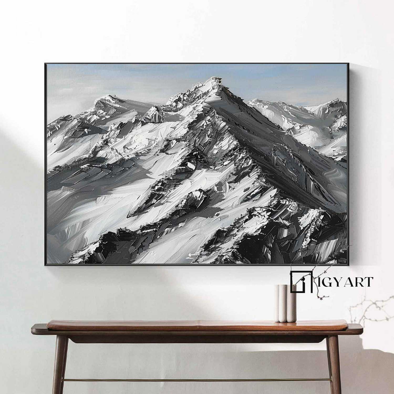 Large Mountain Landscape Oil Painting for Living Room Abstract Snow Mountain Oil Painting