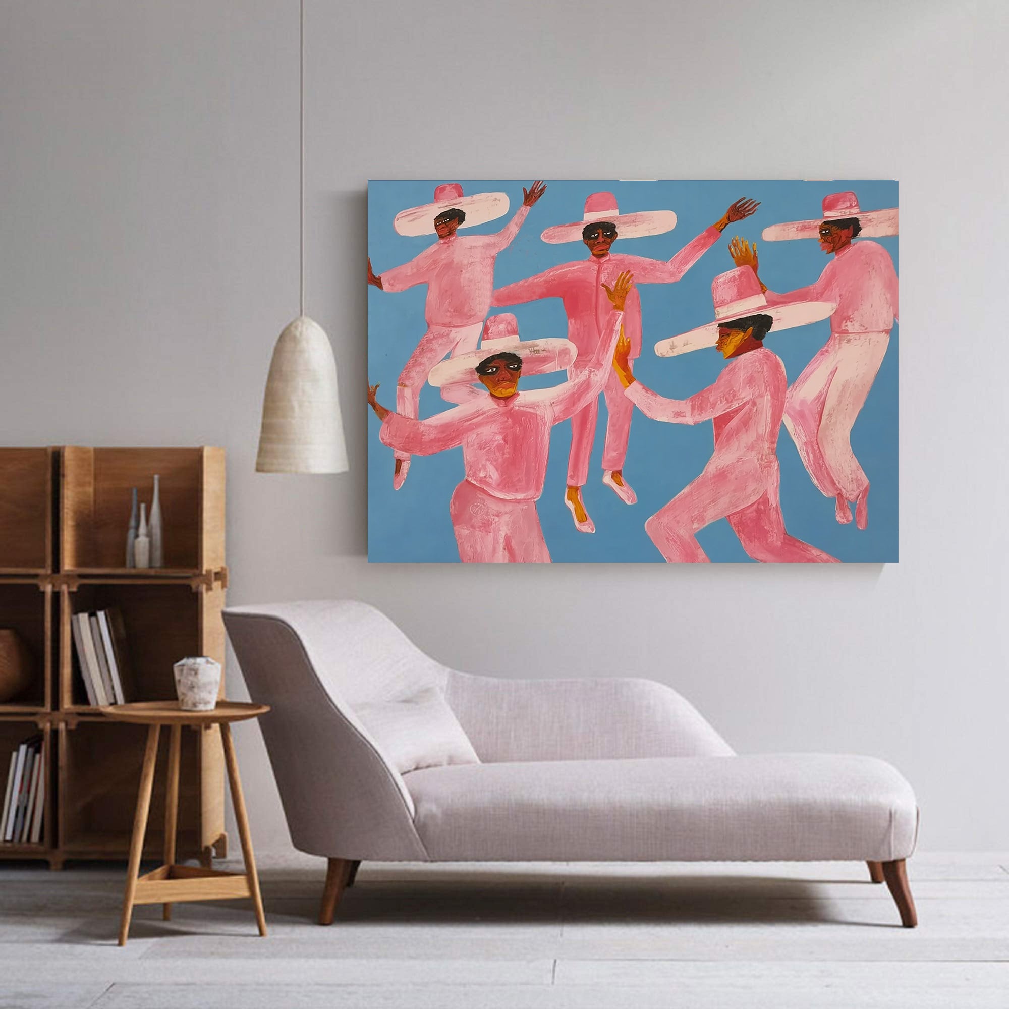 pink suit figure Abstract painting colorful hat people painting
