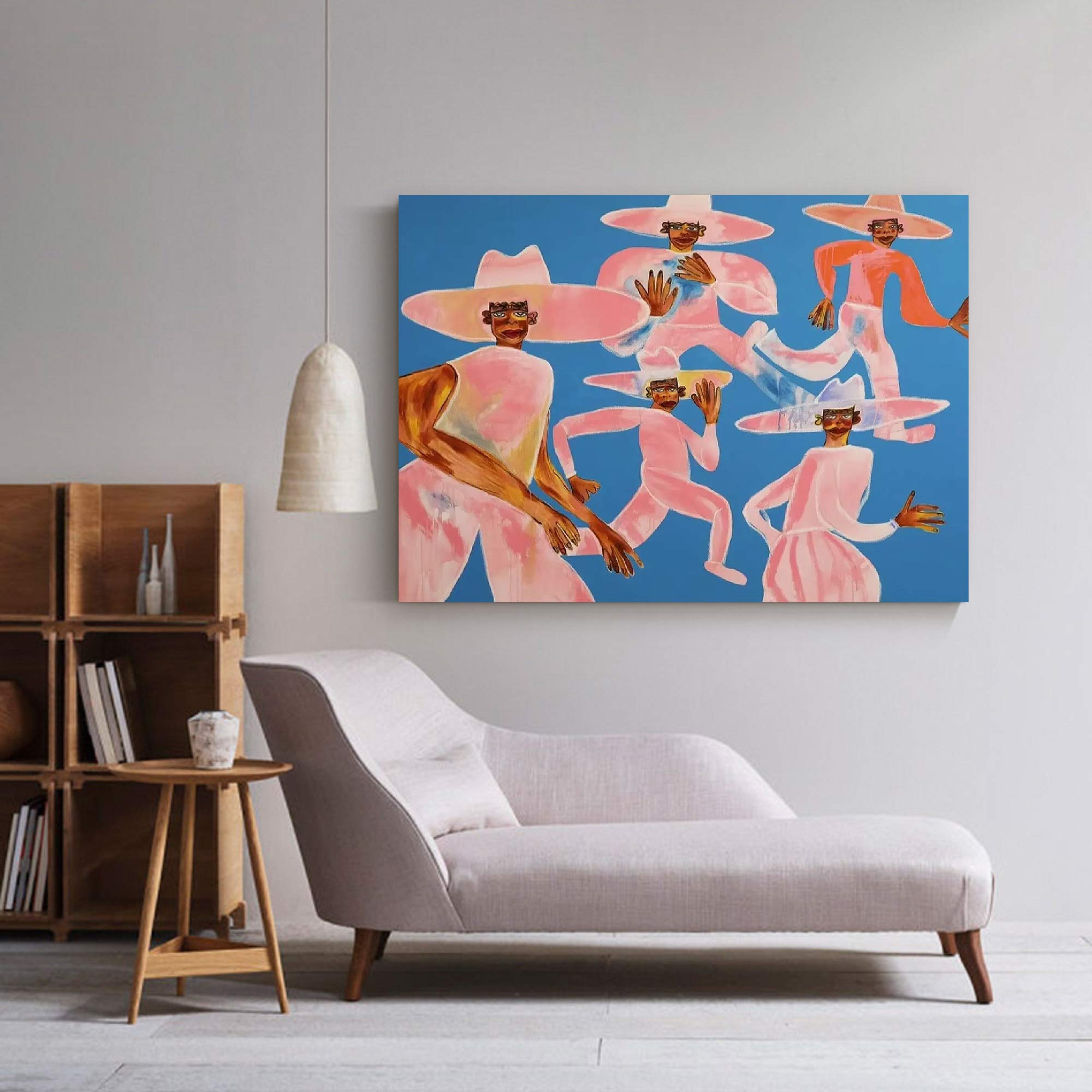 Vibrant contemporary figure art Abstract colorful hat people painting