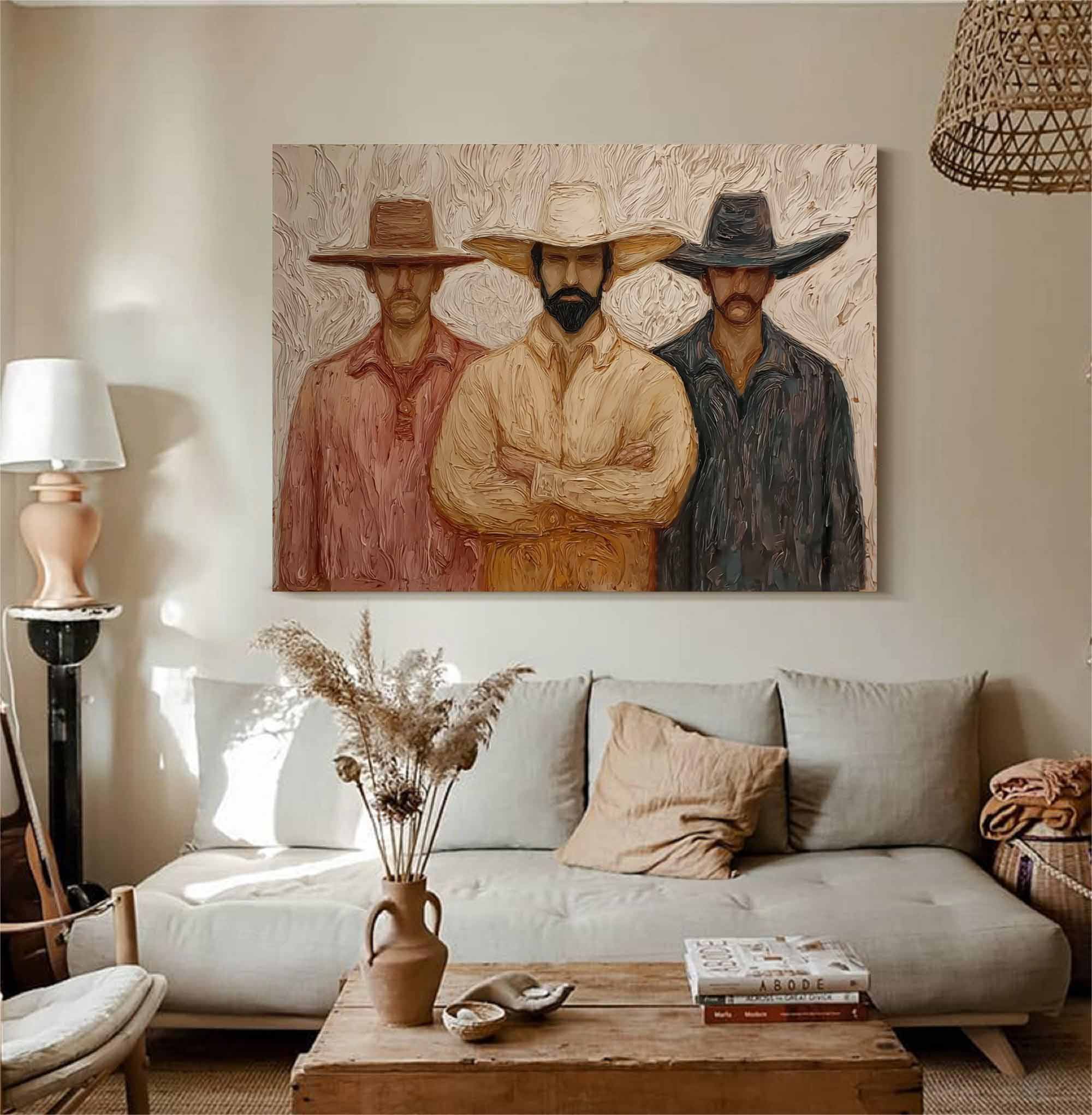 Abstract people painting, western cowboy people graffiti wall decor painting