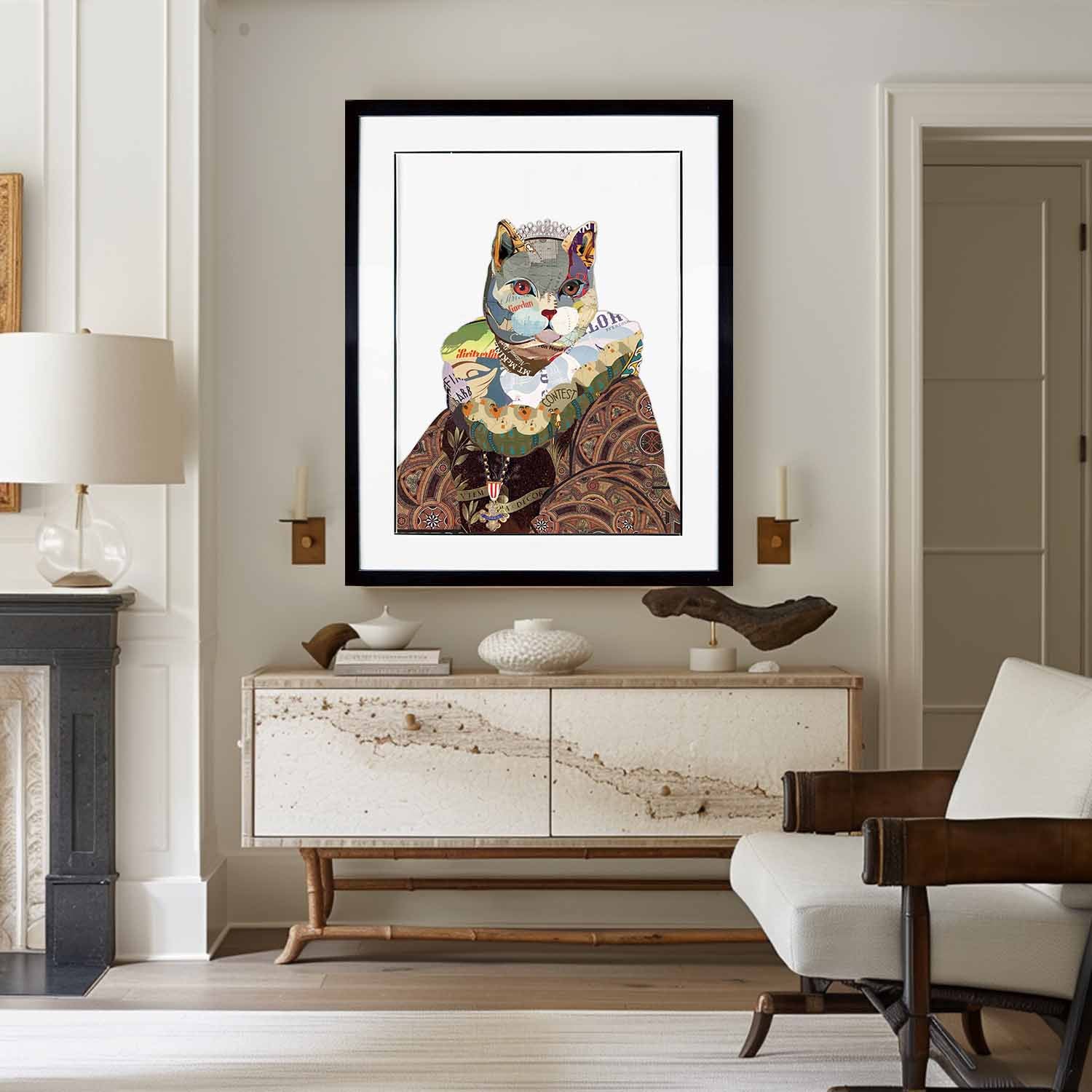 Pet cat portraits regal pet portrait Wall Decor Pet Collage Wall Art