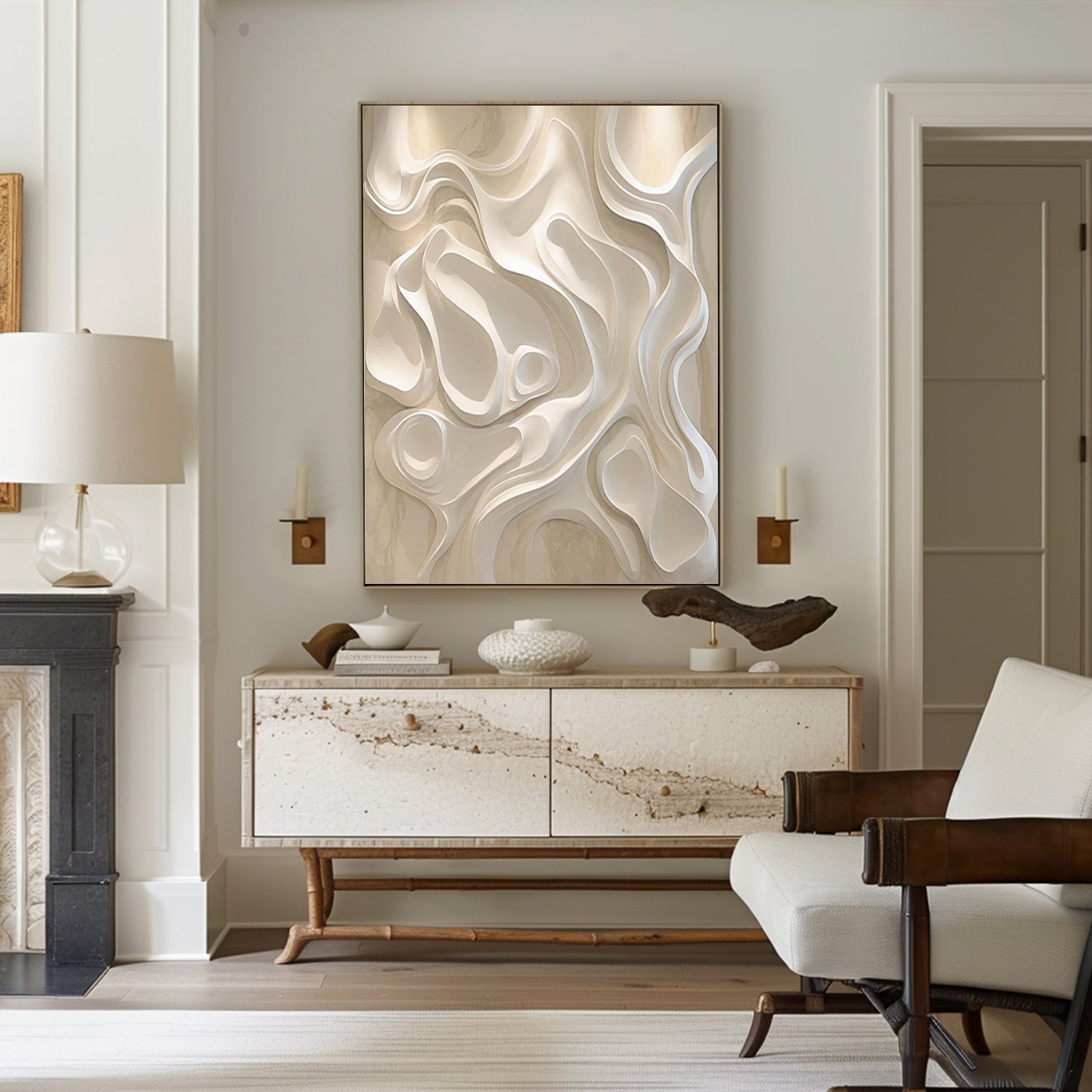 Beige sculpture Textured Wall Decor Beige Geometric Wood Wall Art
