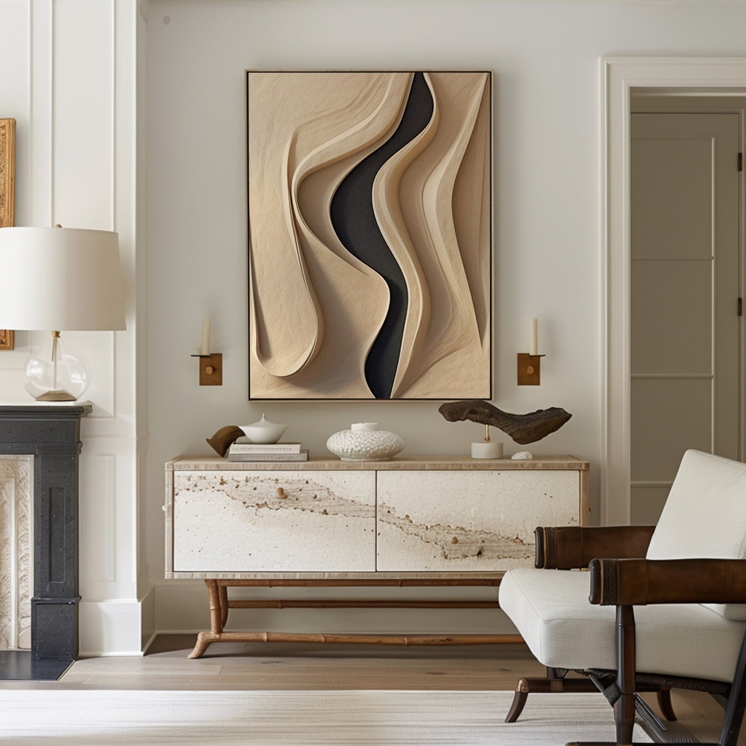Beige Geometric Wood Art Beige Sculptured art Painting sculpture Wood Wall Art sculpture Textured Wall Decor Wood Block Art