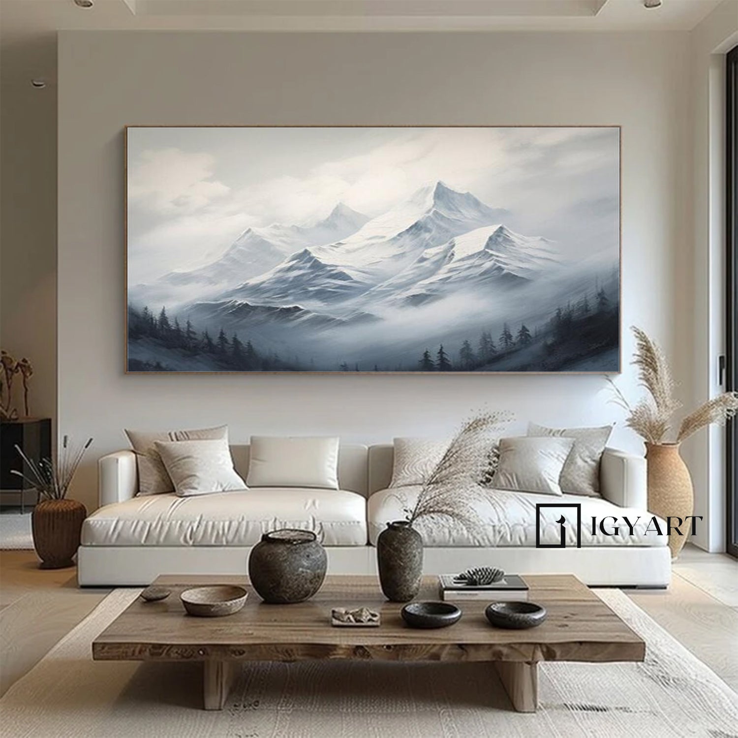 Large mount paintings mountain wall art Large blue abstract art blue mountain landscape art