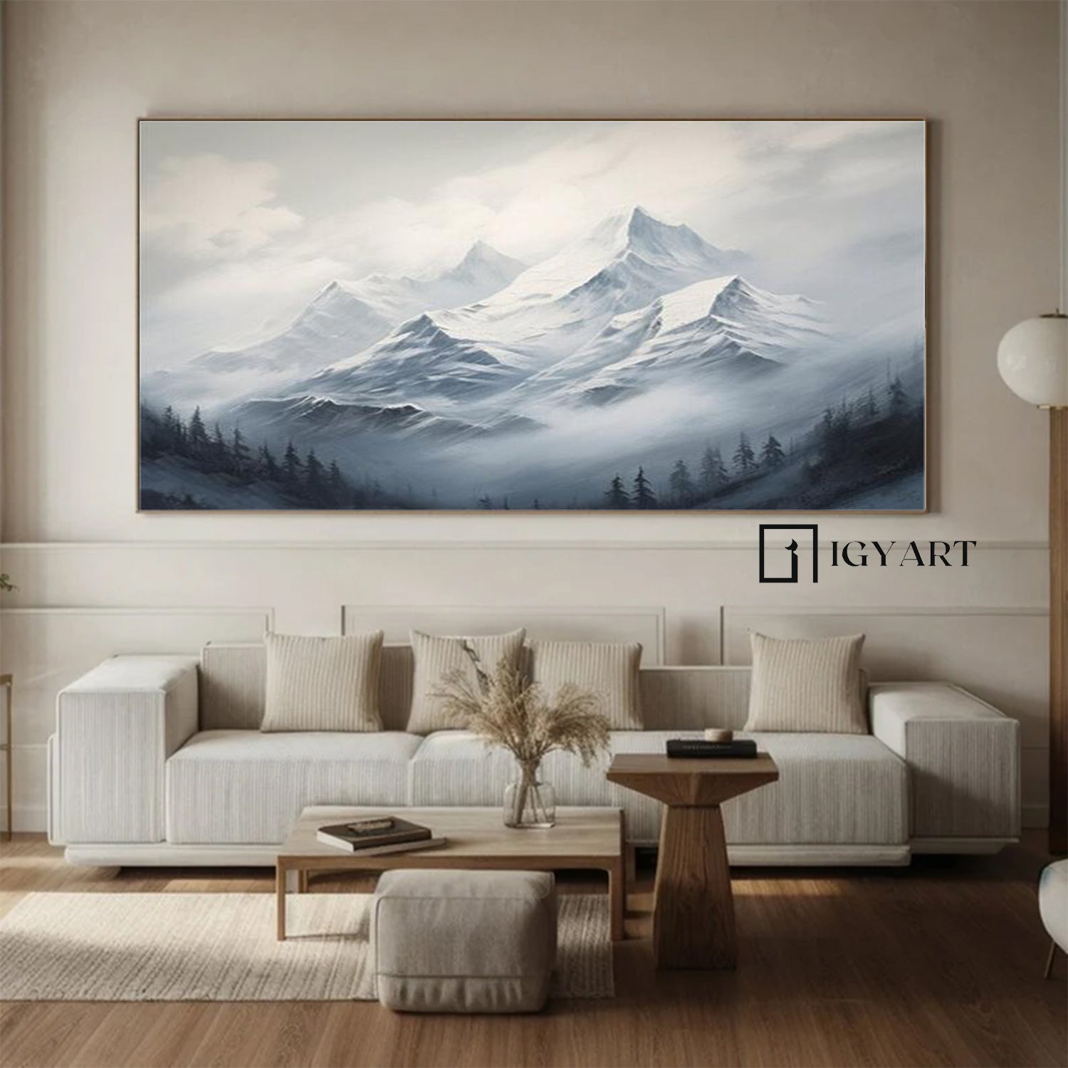 Large mount paintings mountain wall art Large blue abstract art blue mountain landscape art