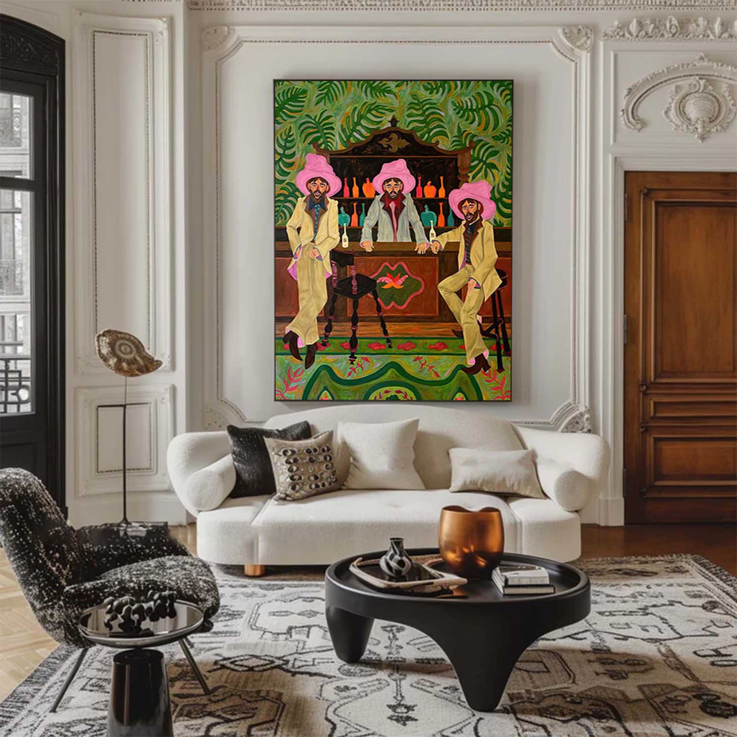 pink hat man figure abstract painting pink hat man figure art Figure abstract painting pink hat figure painting
