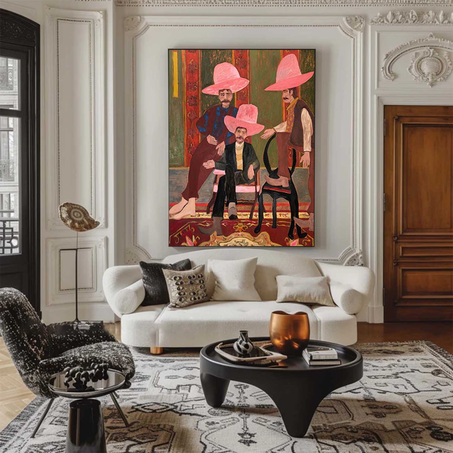 red hat figure abstract painting Figure abstract painting three Red hat figure painting figure face art