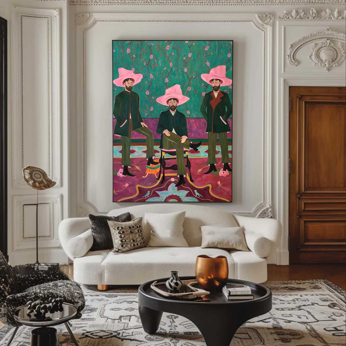 pink hat man figure abstract painting pink hat man figure art Figure abstract painting pink hat figure painting