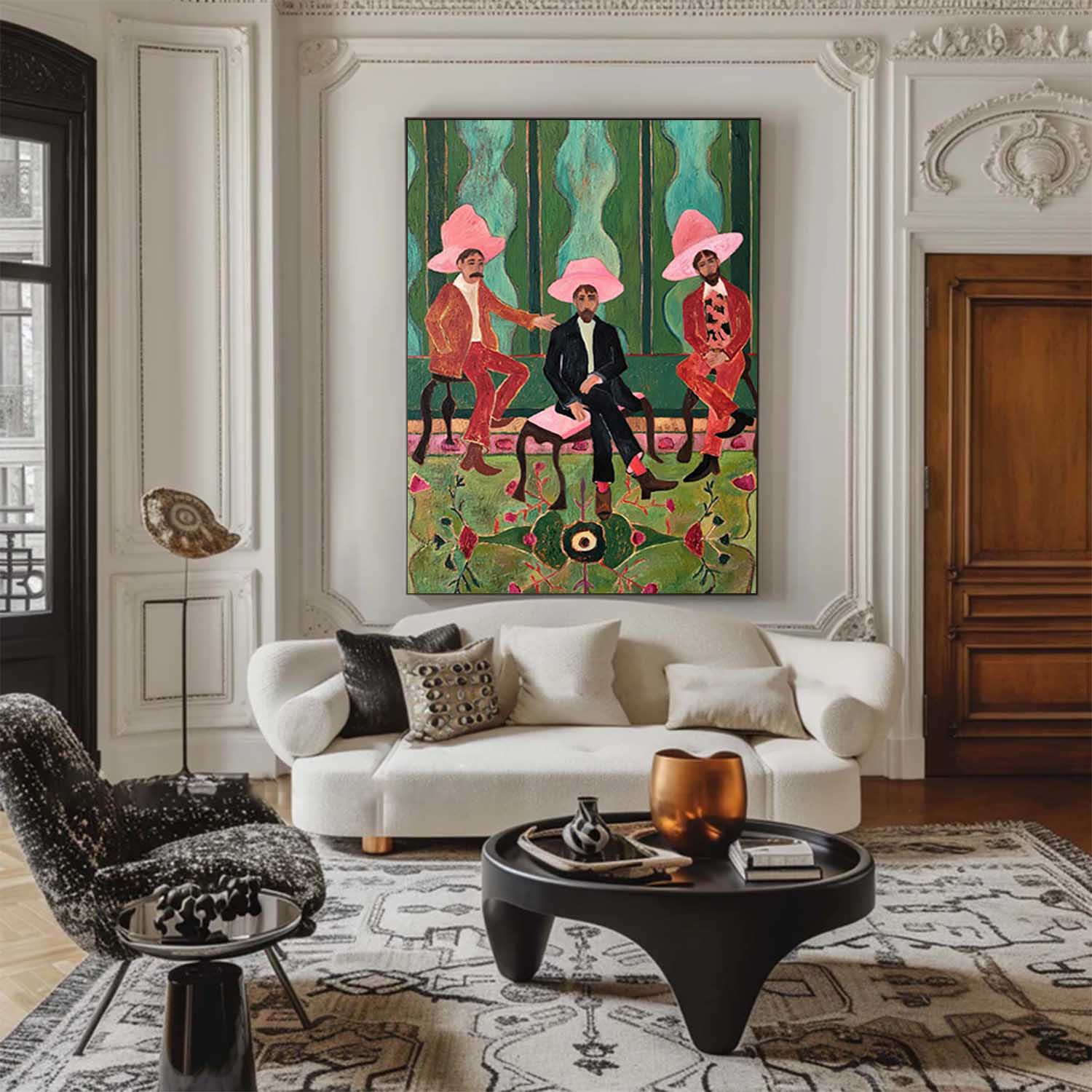 man with pink hat abstract painting man with pink hat abstract art man abstract painting pink hat image painting