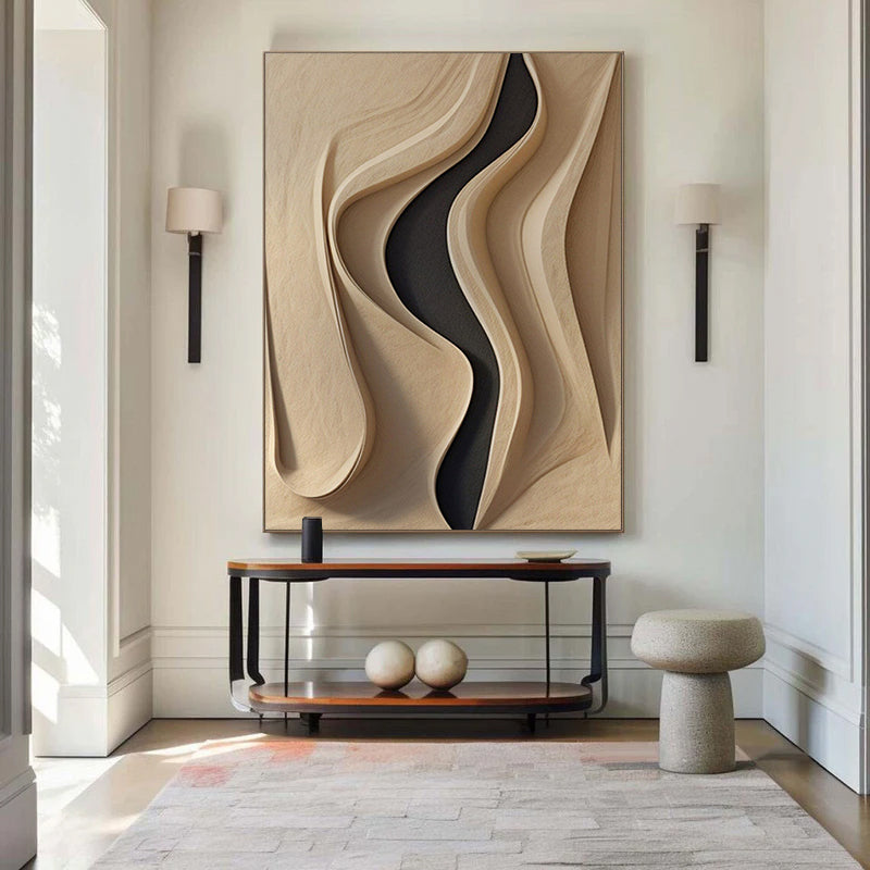 Beige Geometric Wood Art Beige Sculptured art Painting sculpture Wood Wall Art sculpture Textured Wall Decor Wood Block Art