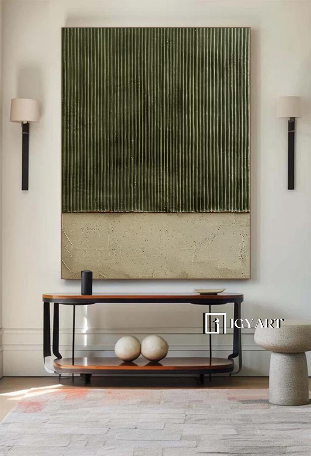 Green minimalism painting Large green abstract painting Sage green painting green painting