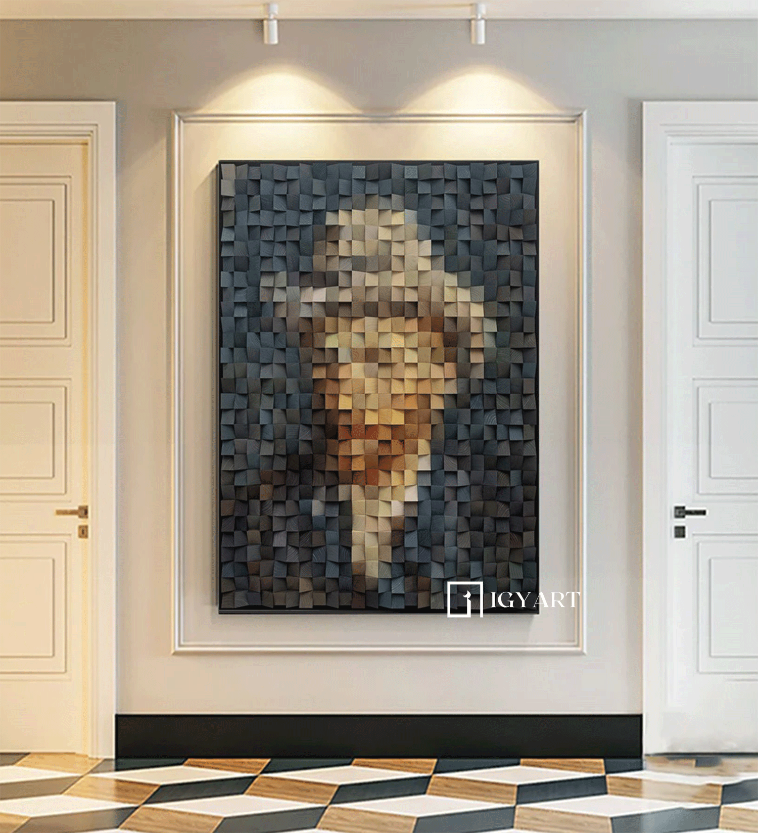 Van Gogh Portrait Art Geometric Wood Art Sculptured art Painting Wood Block Art Geometric Wood Wall Art