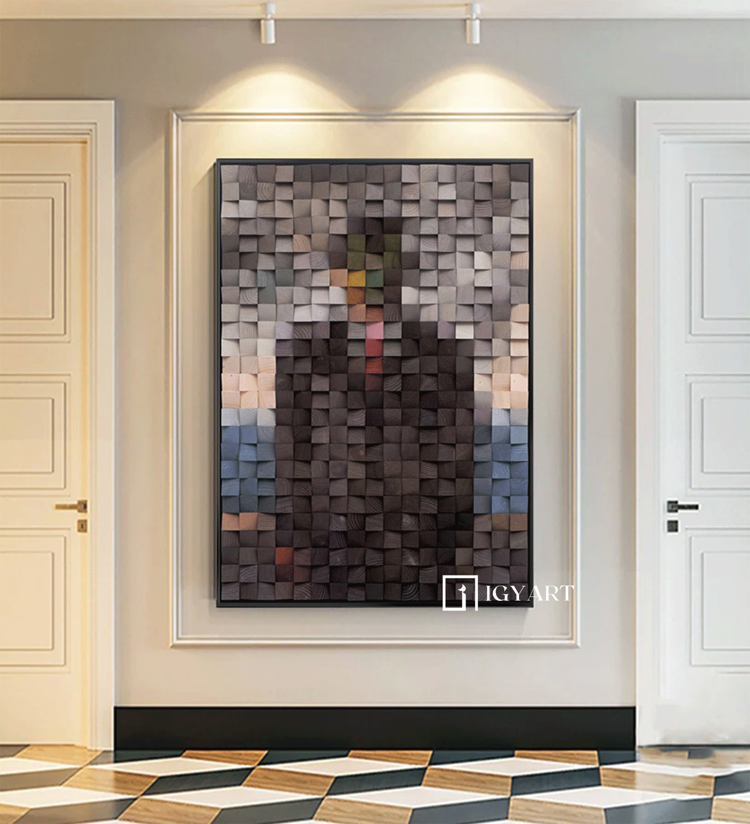 Geometric Wood Art Sculptured art Painting sculpture Textured Wall Decor Wood Block Art Geometric Wood Wall Art
