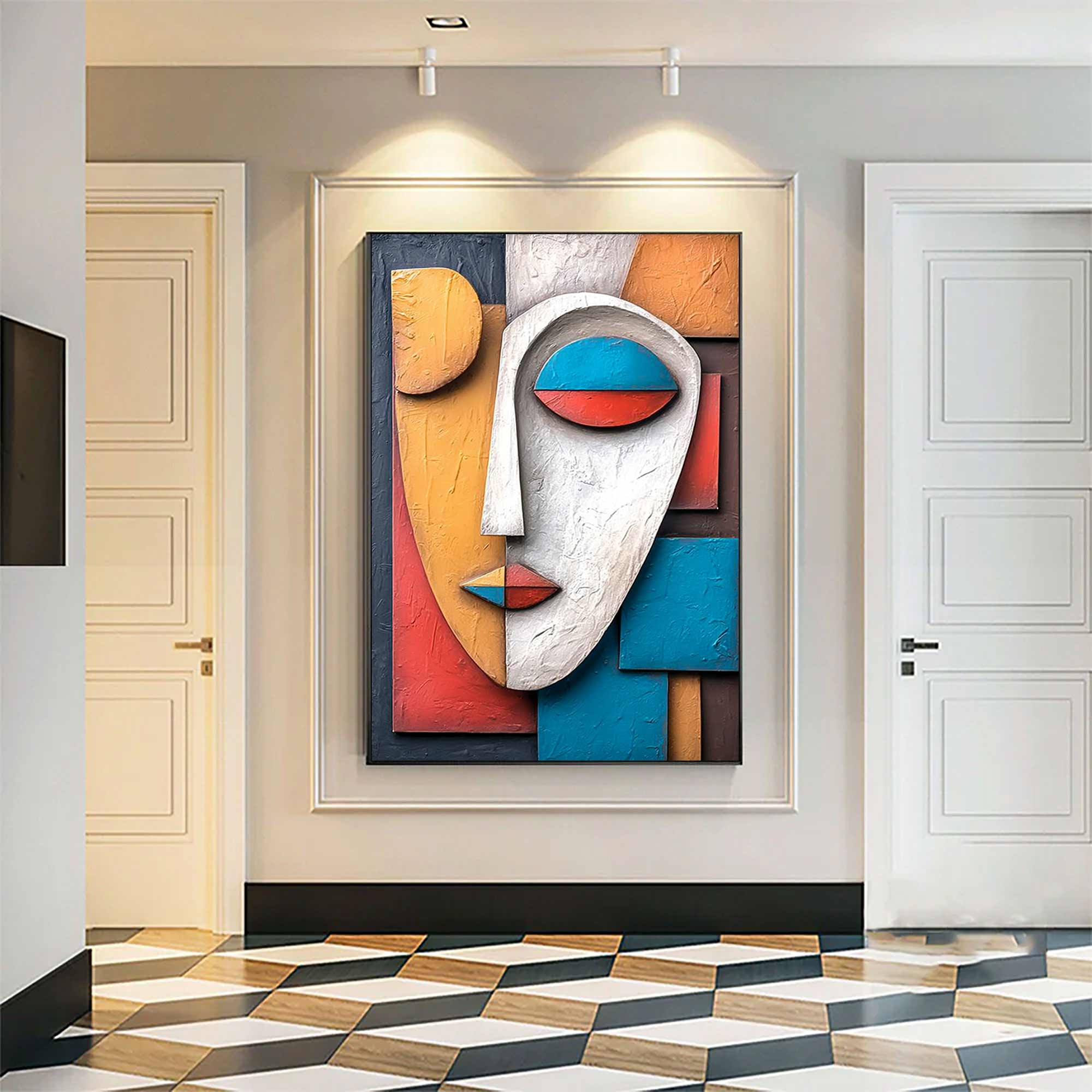 Wood carving wall art Wooden wall decor Art face 3D Textured Wall Decor