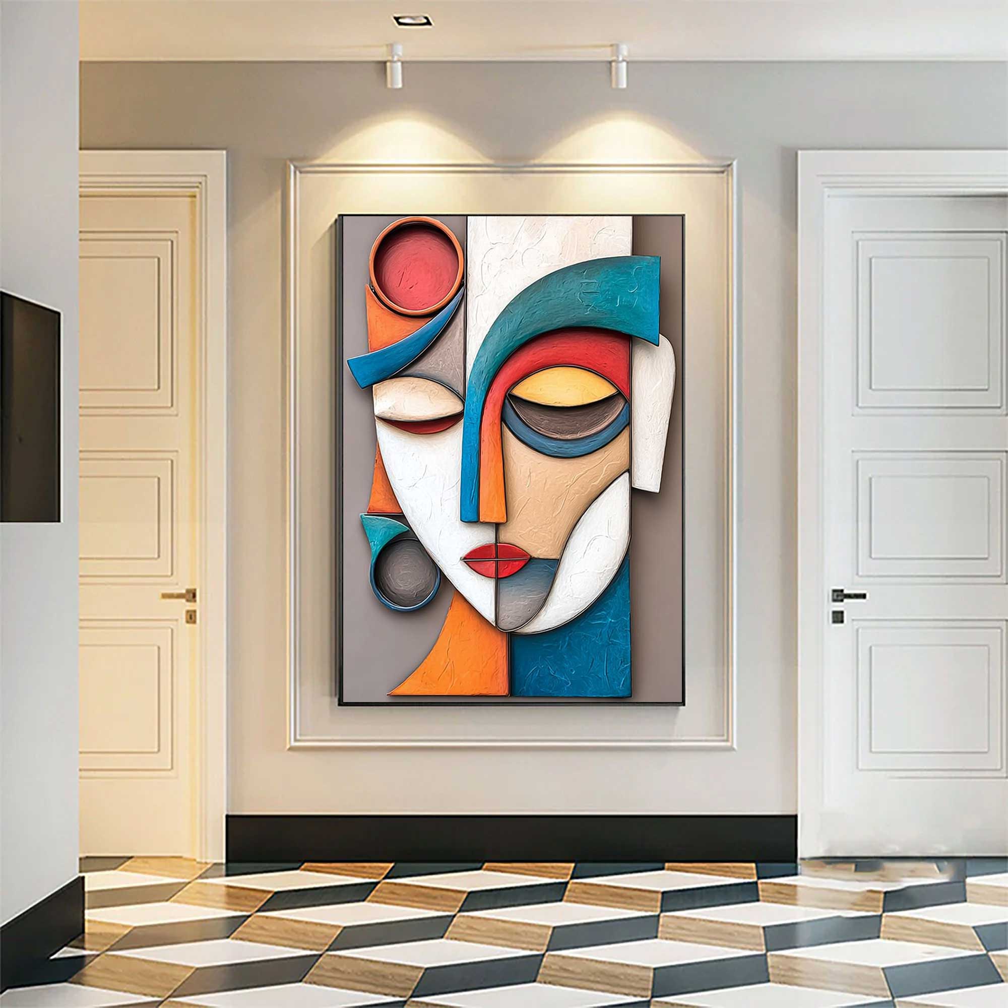 Wood carving wall art Wooden wall decor Art face Sculptured art Painting