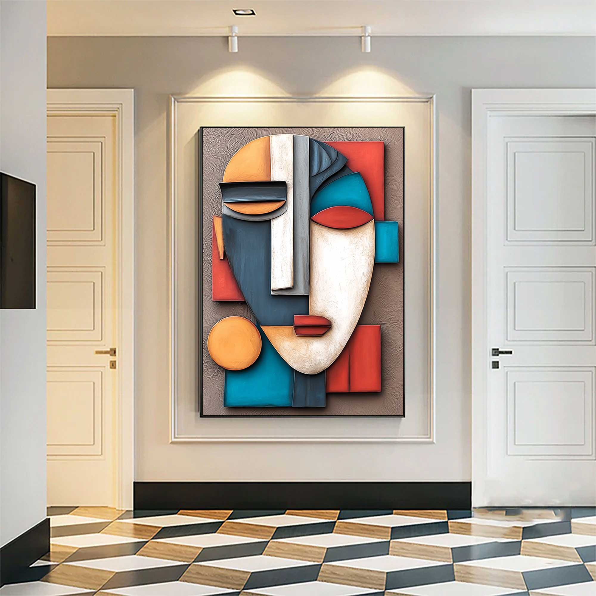 Wood carving wall art face 3D Textured Wall Decor face Sculptured art