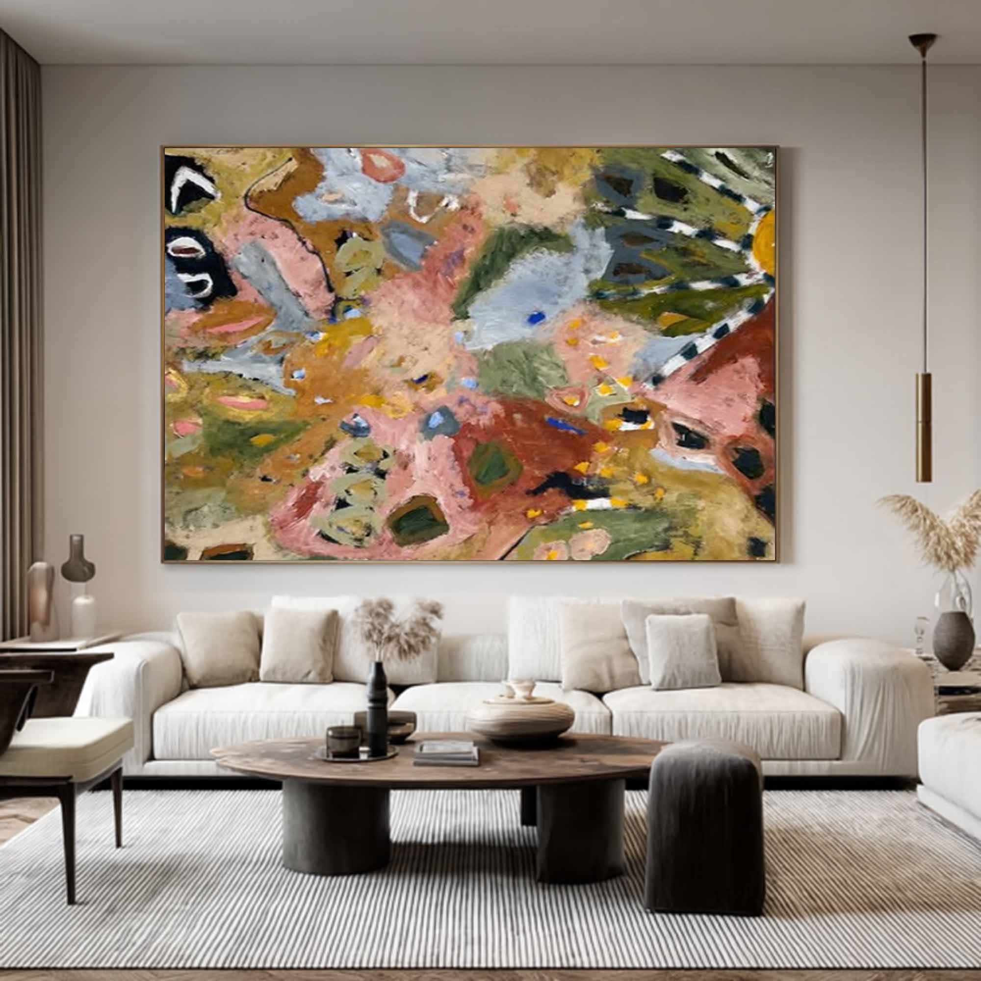 Brown graffiti art brown pop abstract art Earth-toned floral painting