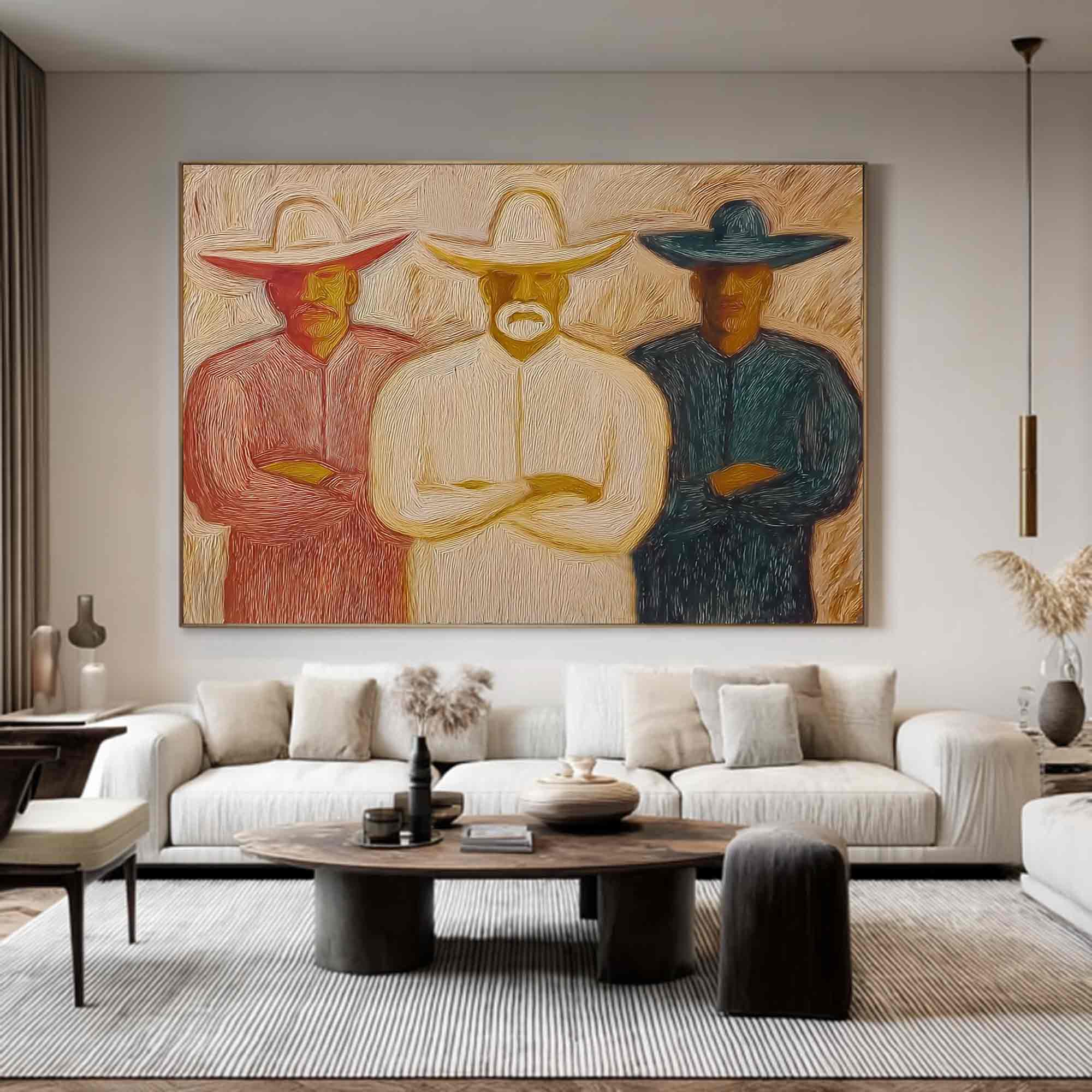 Abstract people painting, western cowboy people graffiti wall decor painting