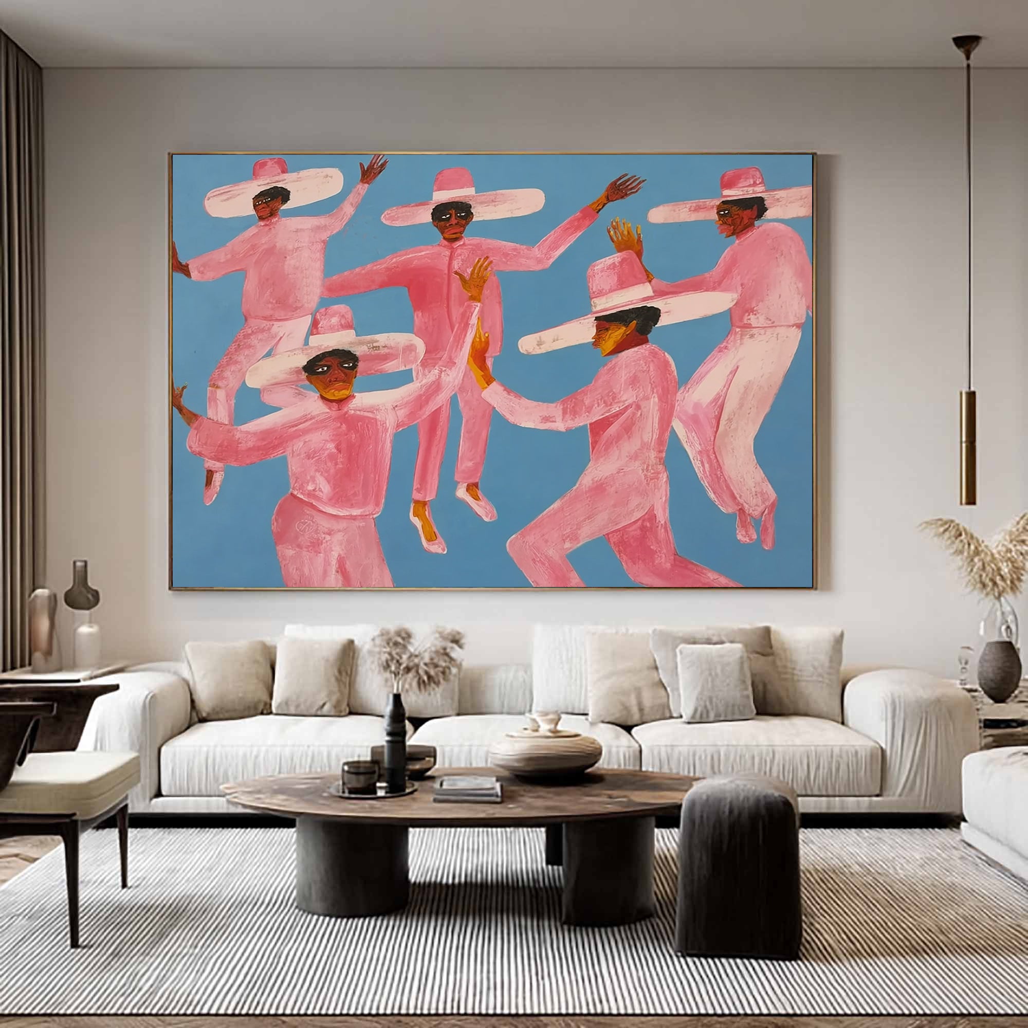 pink suit figure Abstract painting colorful hat people painting
