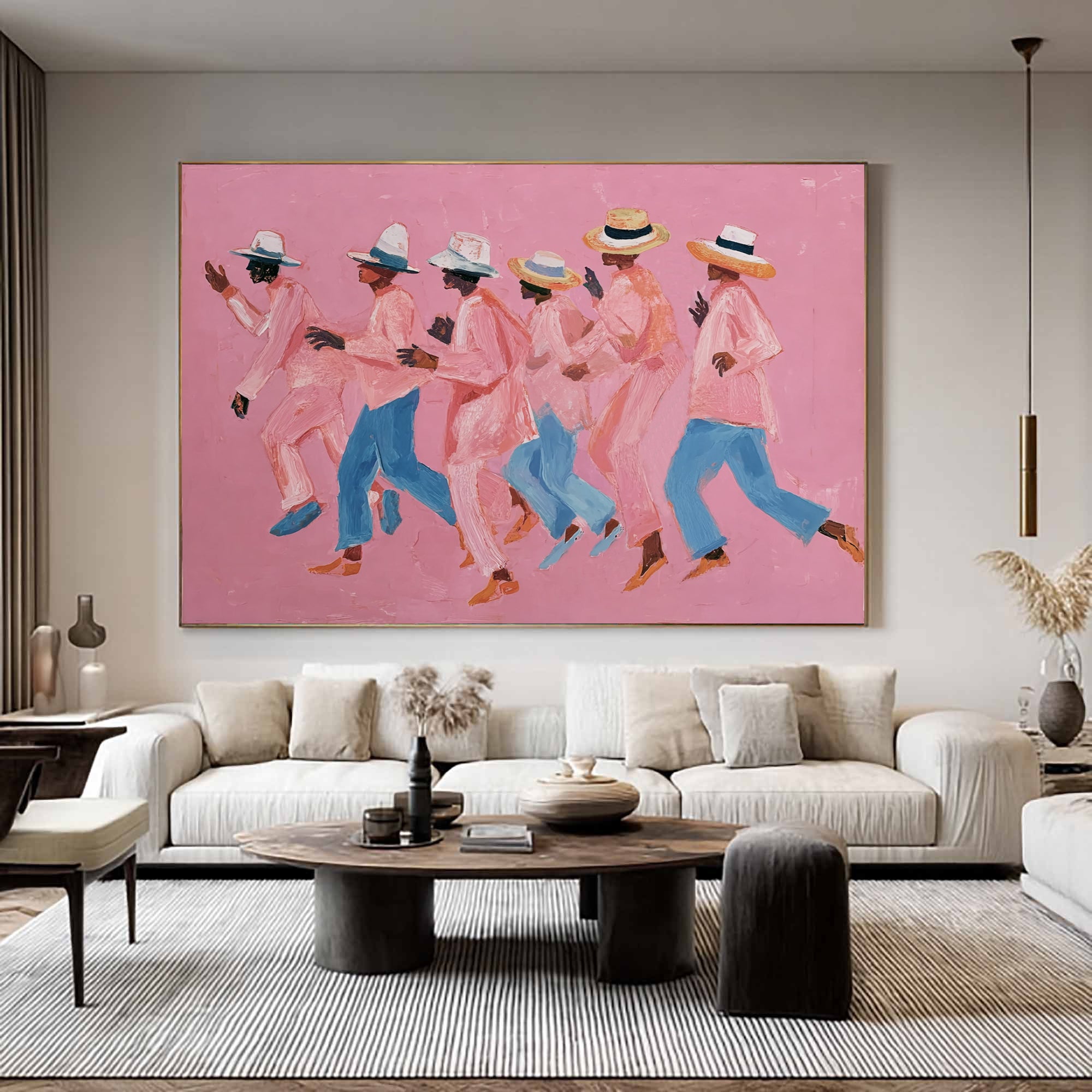Pink and blue pop art wall decor Vibrant contemporary figure art