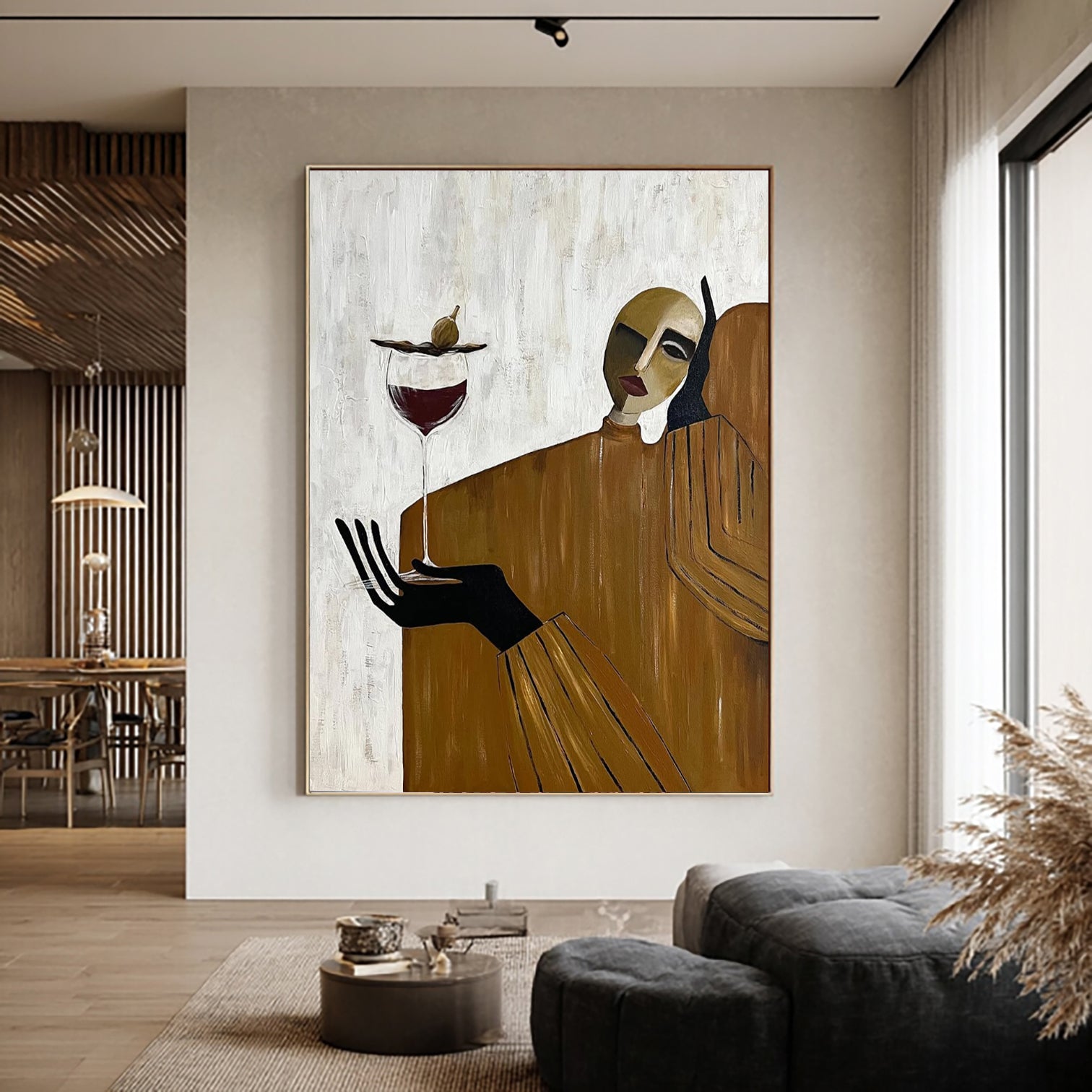 Mid-Century Modern Abstract Figurative Painting Hand-painted Texture Wabi-sabi Art