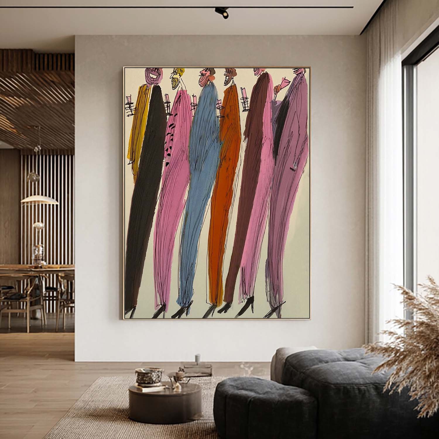 Colorful Abstract figures Painting - Expressionist Figurative Wall Art for Modern Creative Office