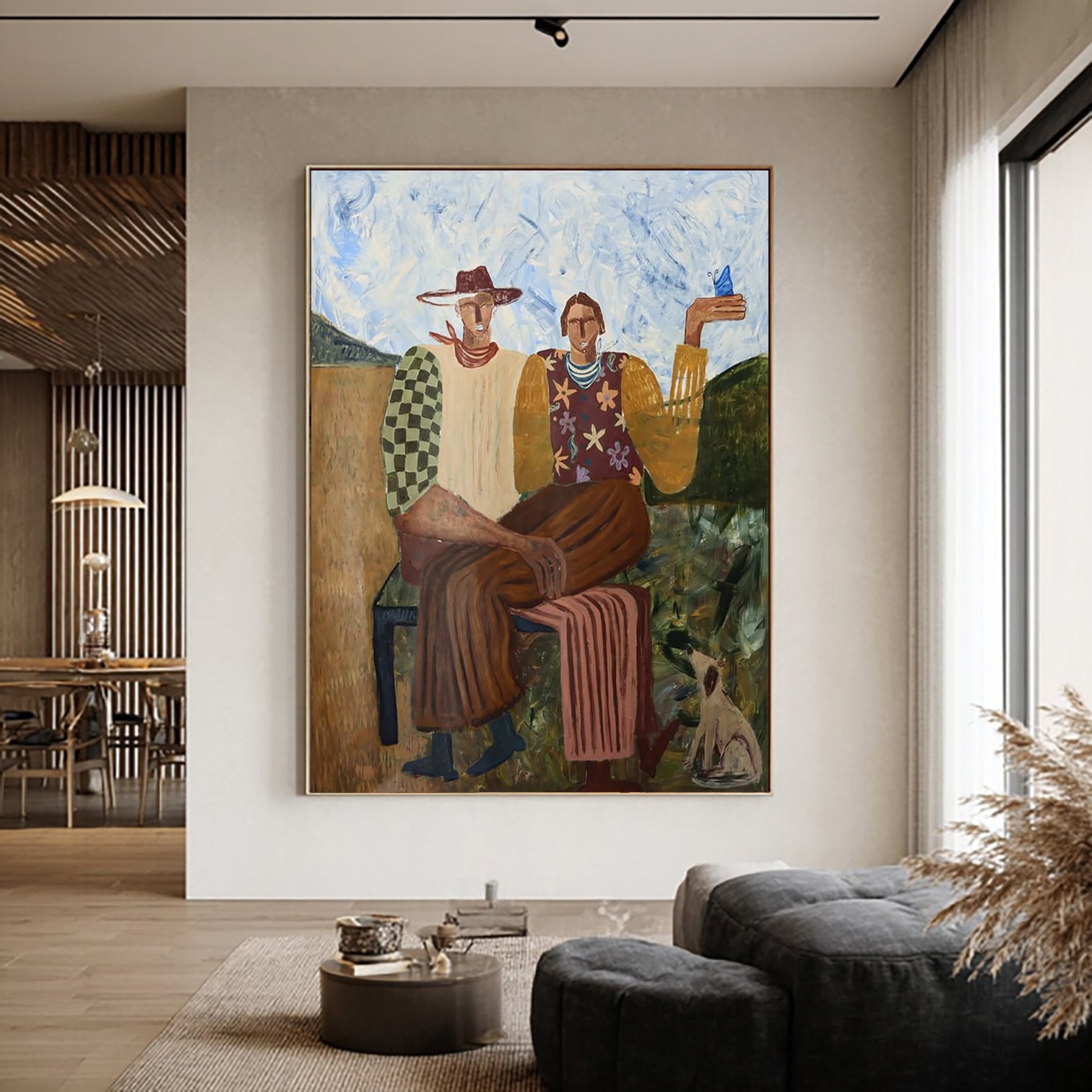 Mid-century Modern Art Figurative Expressionism People Decor Painting
