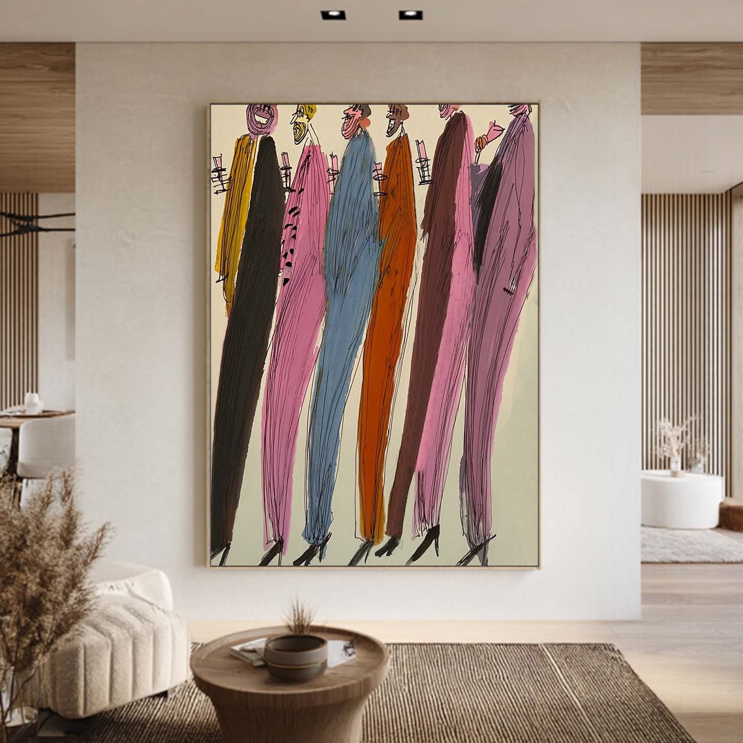 Colorful Abstract figures Painting - Expressionist Figurative Wall Art for Modern Creative Office