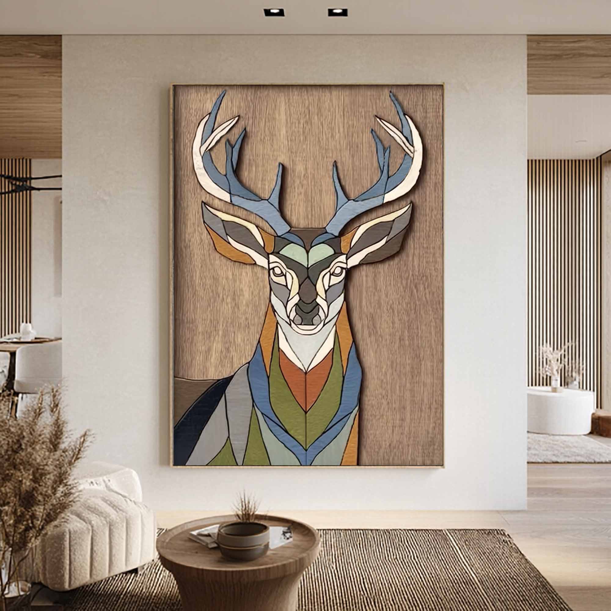 Modern polygonal deer wall hanging Housewarming gift deer wall art