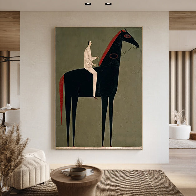 Minimalist Horse Wall Art - Modern Equestrian Fine Art for Living Room Decor
