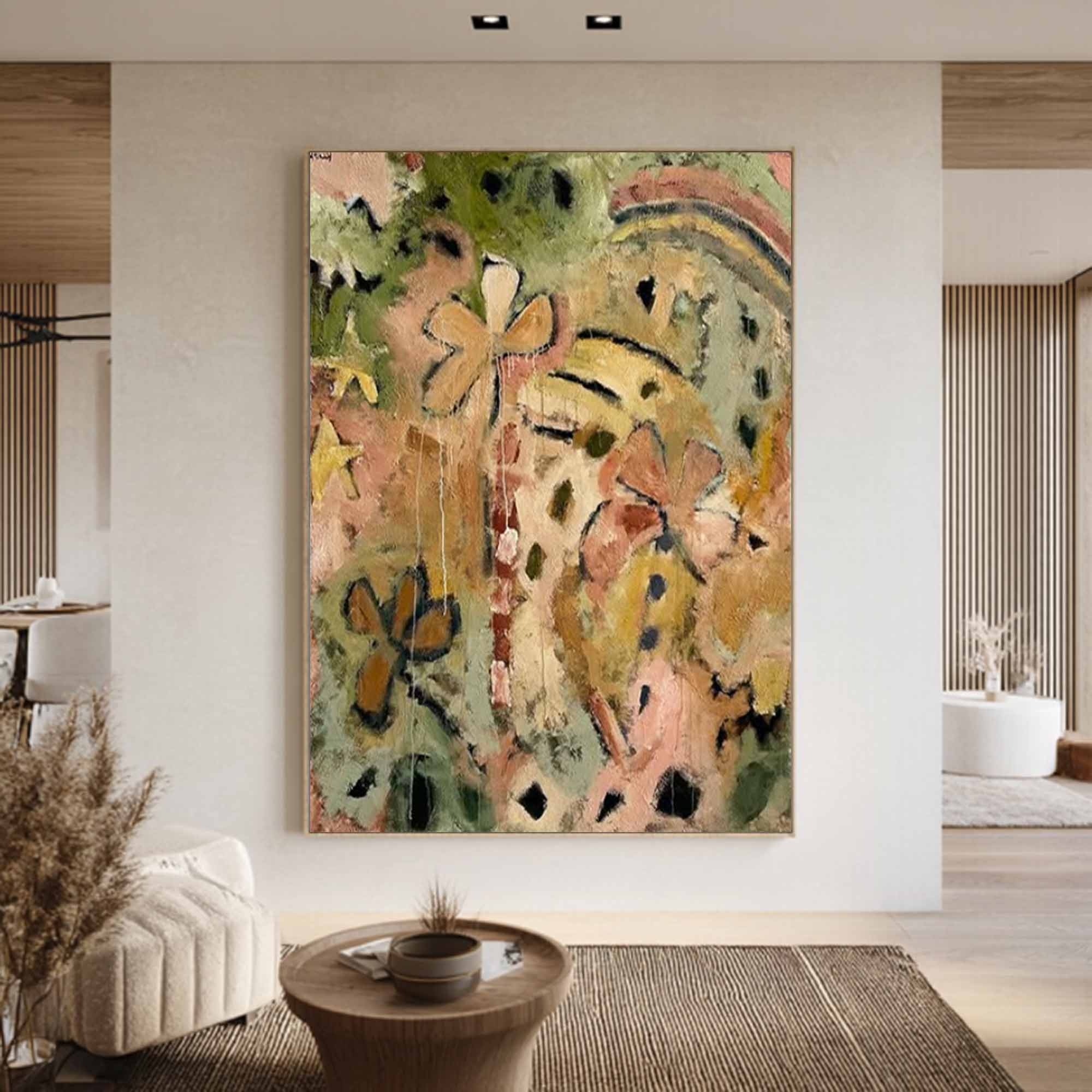 Colorful graffiti art, colorful textured wall decor for living room