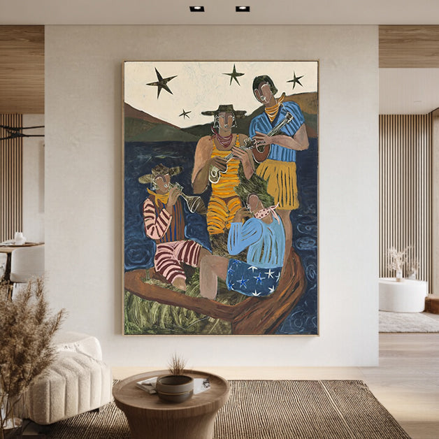 Mid-century Modern People Decor Modern Figurative Portrait Oil Painting