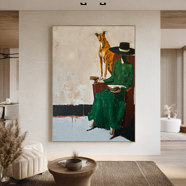 Hand-painted Abstract Figurative Wall painting Modern Greyhound Art