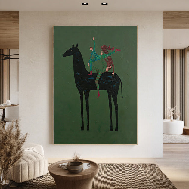 Abstract Horse Painting - Equestrian Wall Art Minimalist Horse Decor