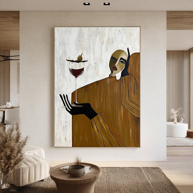 Mid-Century Modern Abstract Figurative Painting Hand-painted Texture Wabi-sabi Art