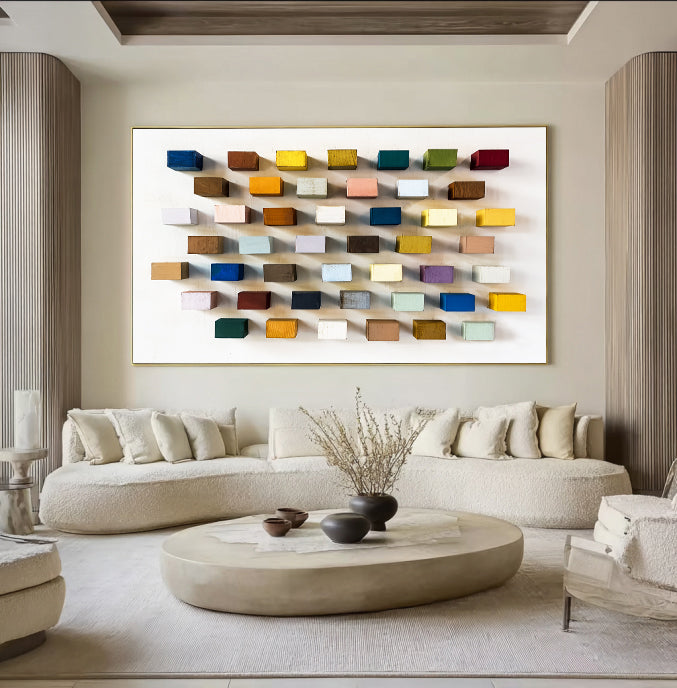 3D Wooden Wall Art Geometric Wood Wall Art Modern Wood Mosaic Wall Decor