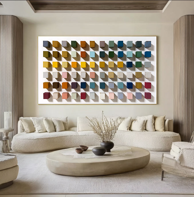 Wood 3D Textured Wall Art colorful Contemporary Wood Wall Decor