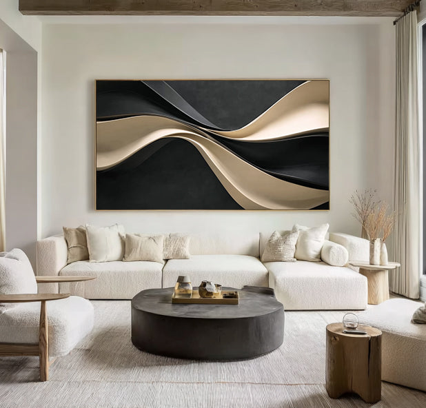 3D Wood Wall Art Neutral Abstract Textured Wall Decor for Sofa Above