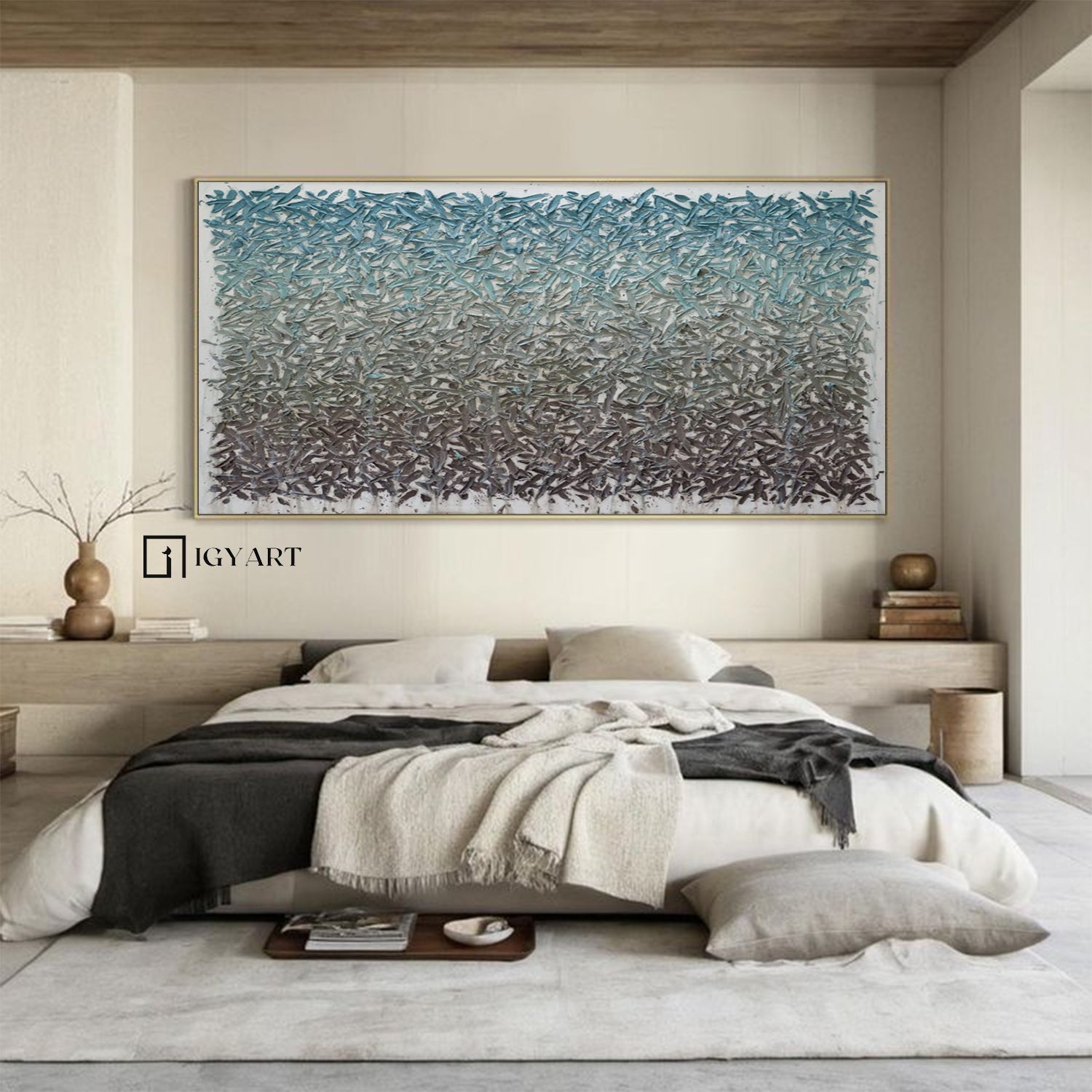 Large Blue abstract painting Blue textured wall art Blue wall art