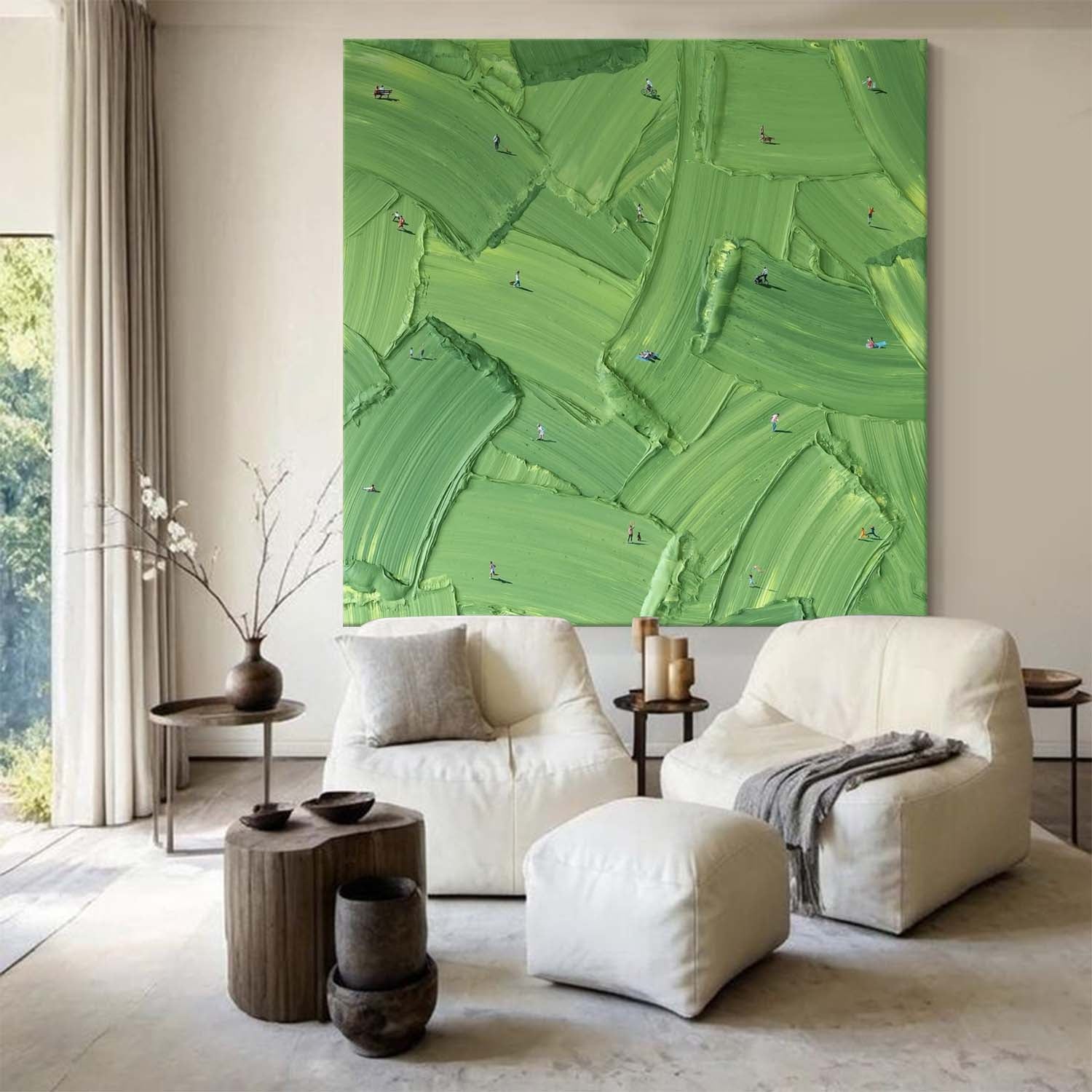 Large Green Abstract Painting Green Textured Wall Art Golf Course Painting Golf Lovers Gifts Handmade Painting
