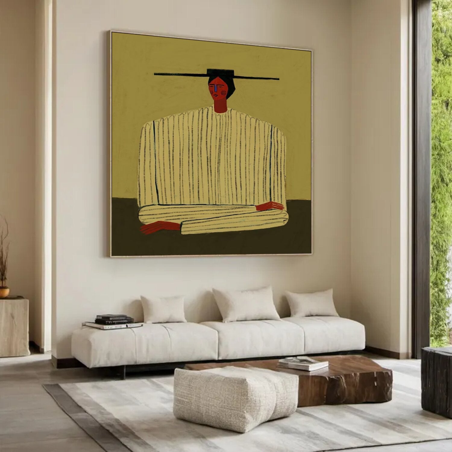 Earth-Toned Abstract Figurative Painting - Modern Folk Art Painting