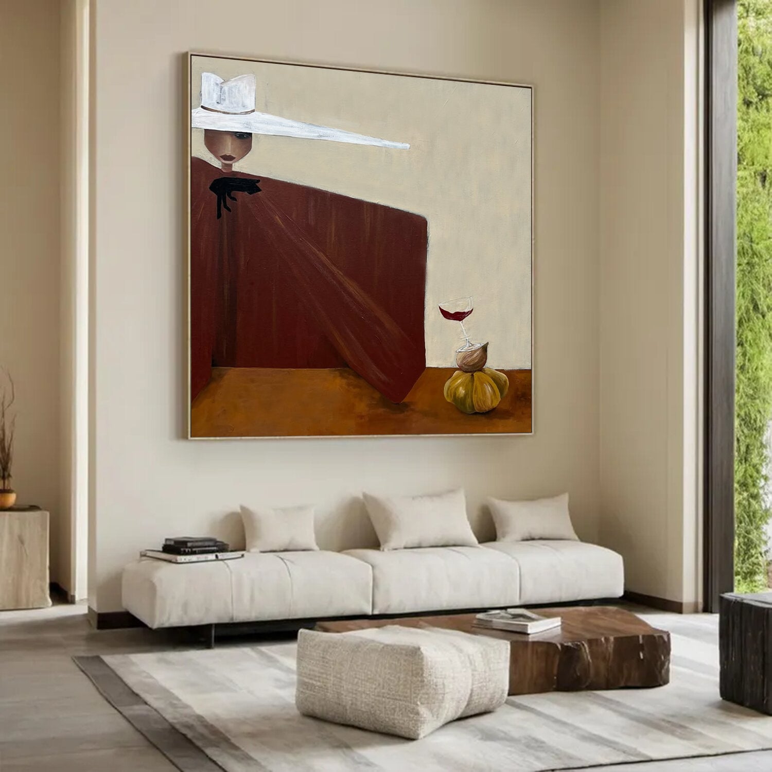 Modern Abstract Lady Wall Art Mid-century Modern Figure Painting