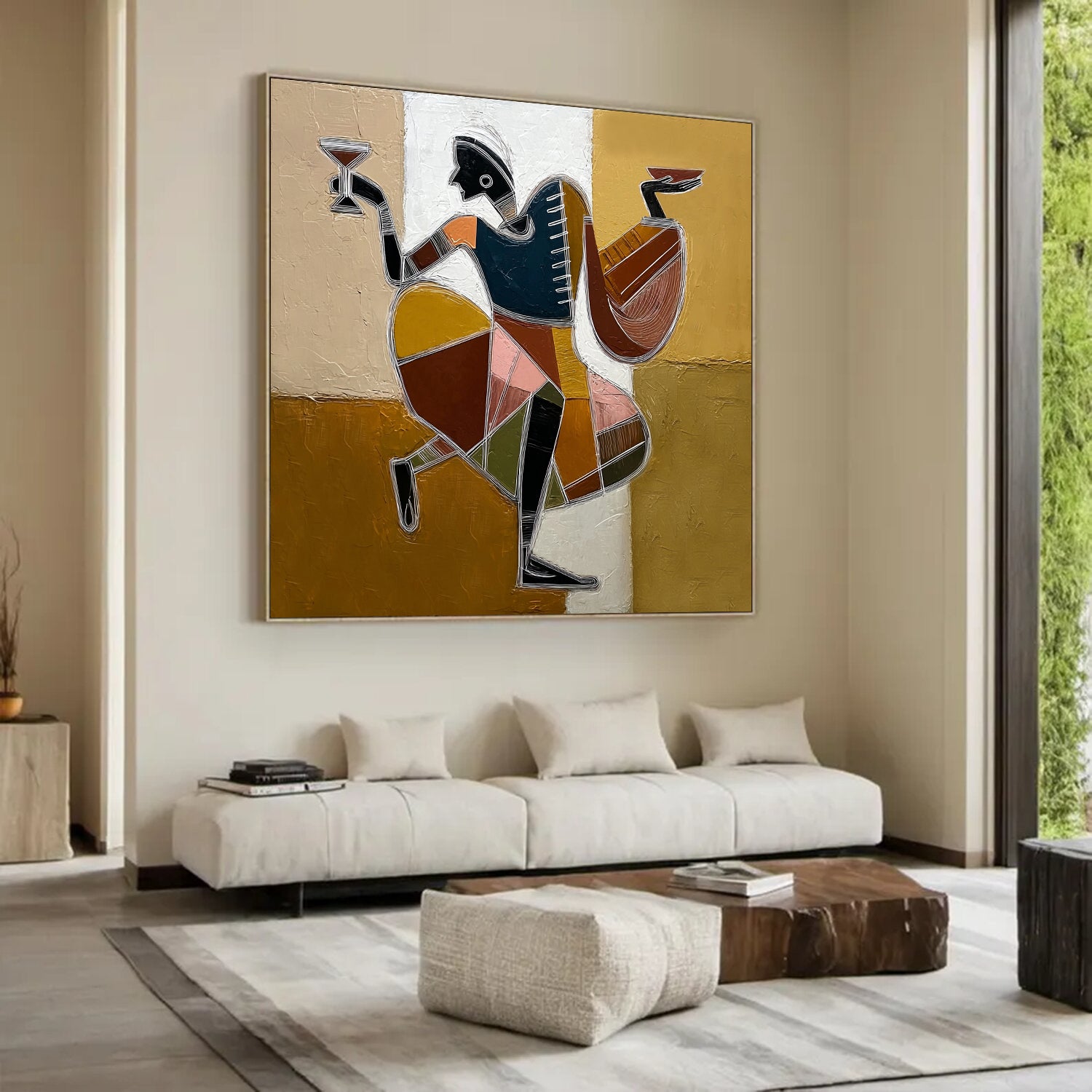 Hand-Painted Geometric Dancer Art | Modern Tribal & Urban Jazz Painting