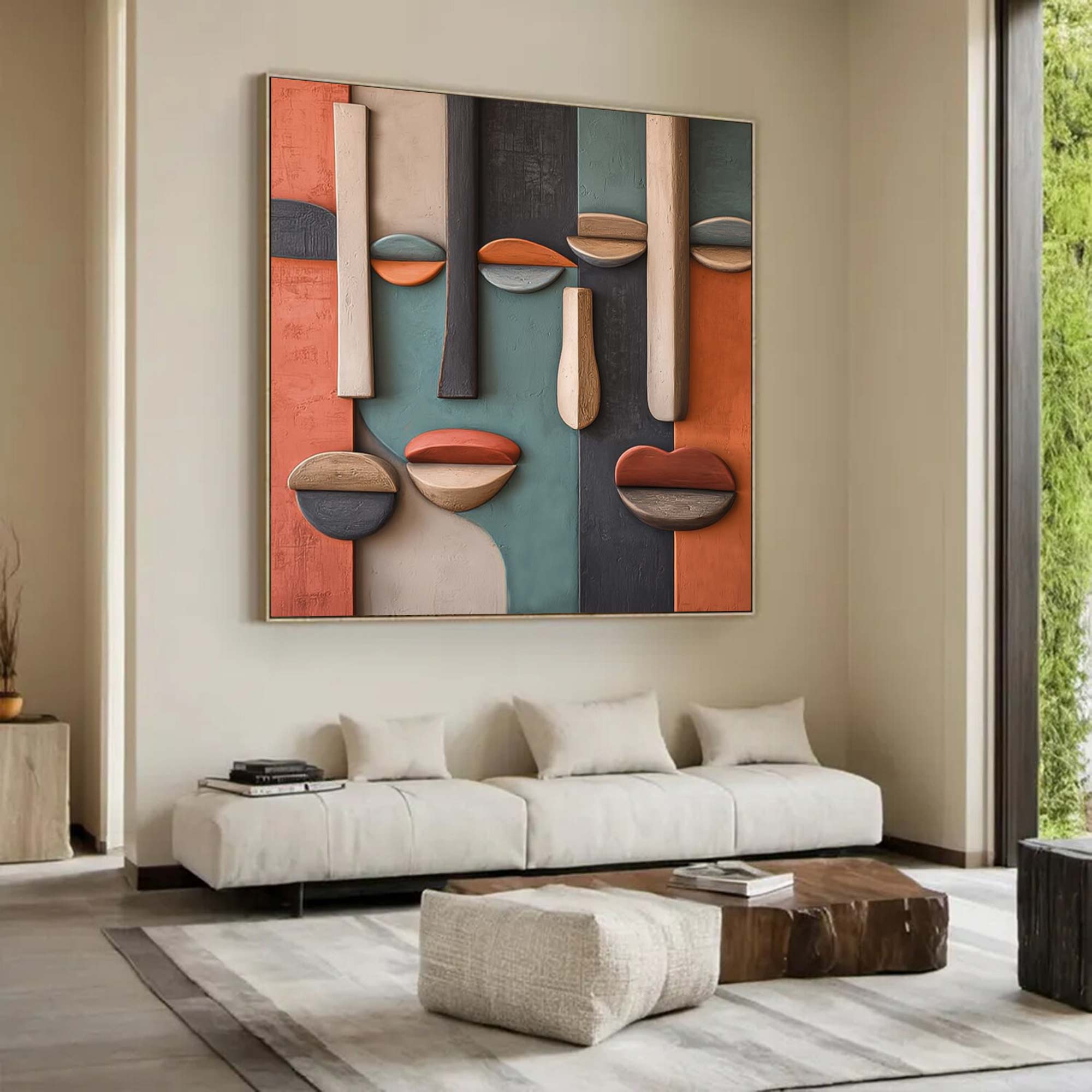 Face Sculptured art Painting Wood carving wall art Abstract painting