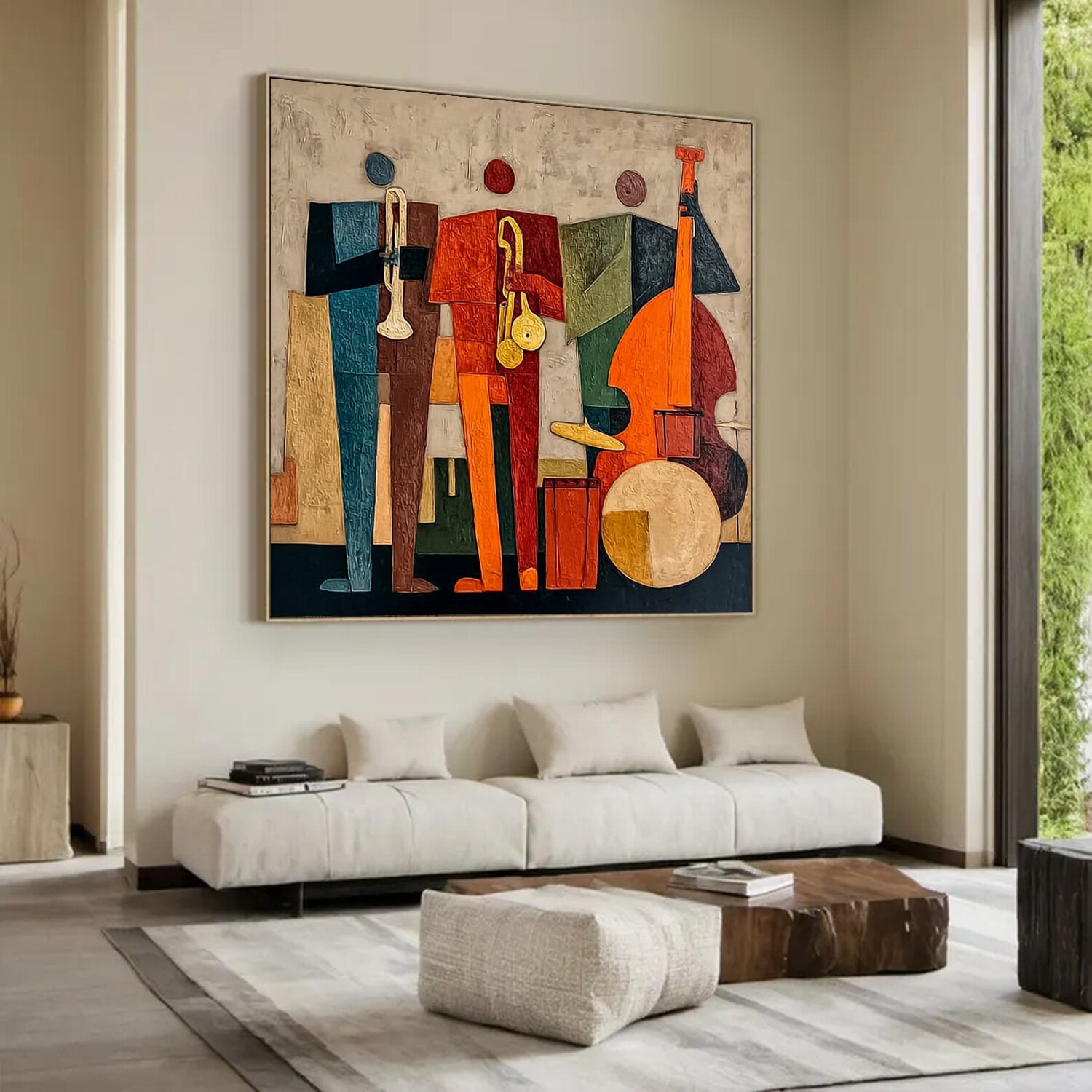 Modern Abstract Jazz Band Wall Painting - Textured Musicians Canvas Wall Art