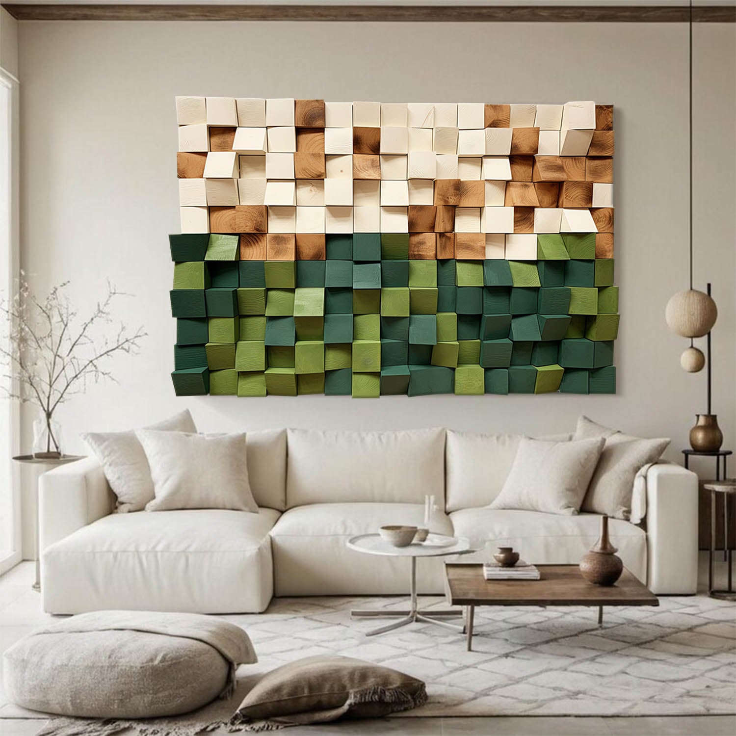 Green Abstract 3D Textured Wall Art Green Sculptured art Painting Green Wood carving wall art