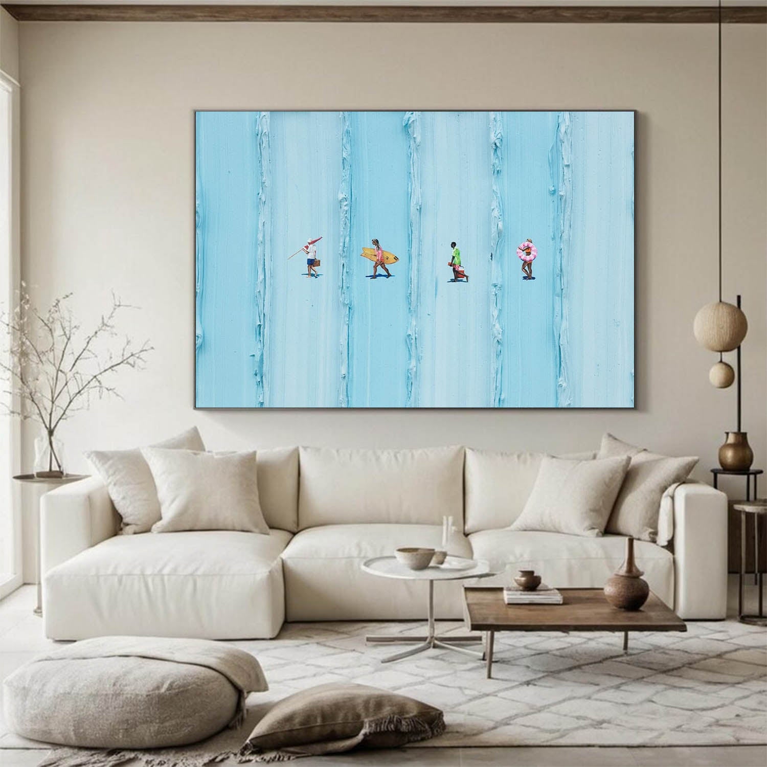 Large blue abstract art Abstract Blue Wall Art Pure Blue Oil Painting on Canvas Modern Abstract Painting Blue Texture Art