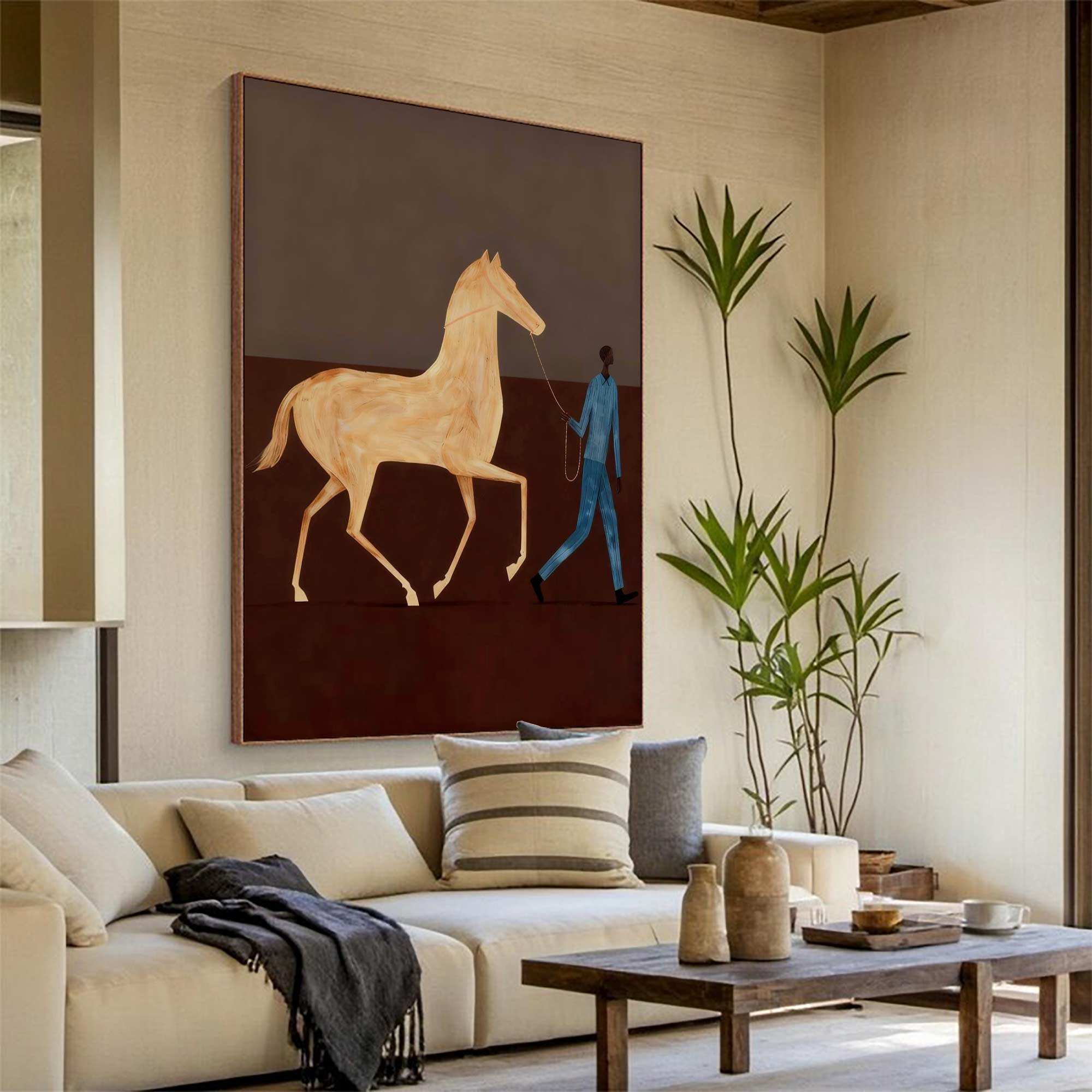 Surreal Horse Art Painting Horse Painting Modern Folk Art Horse & Rider