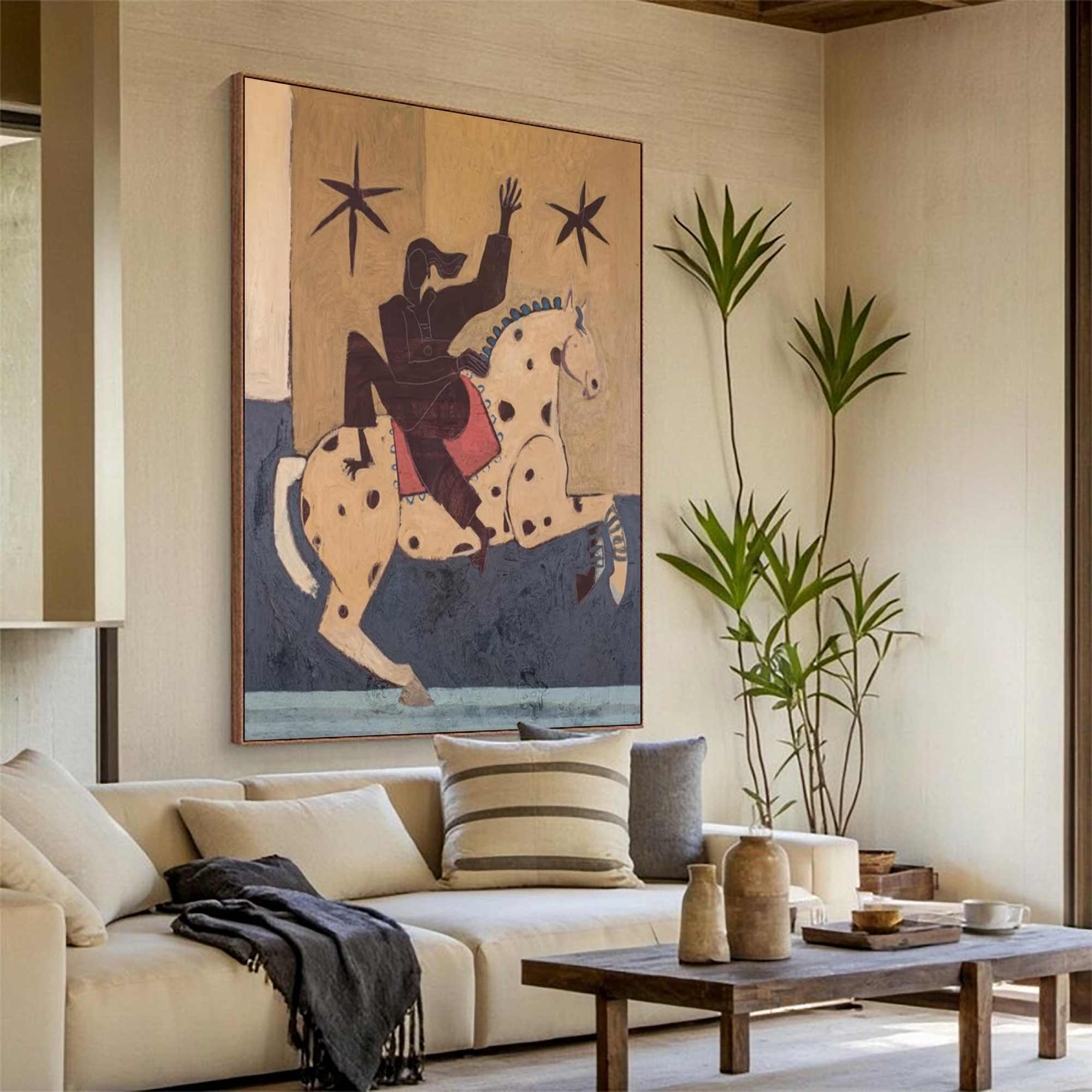 Surreal Horse Art Painting Whimsical Figure & Horse Painting